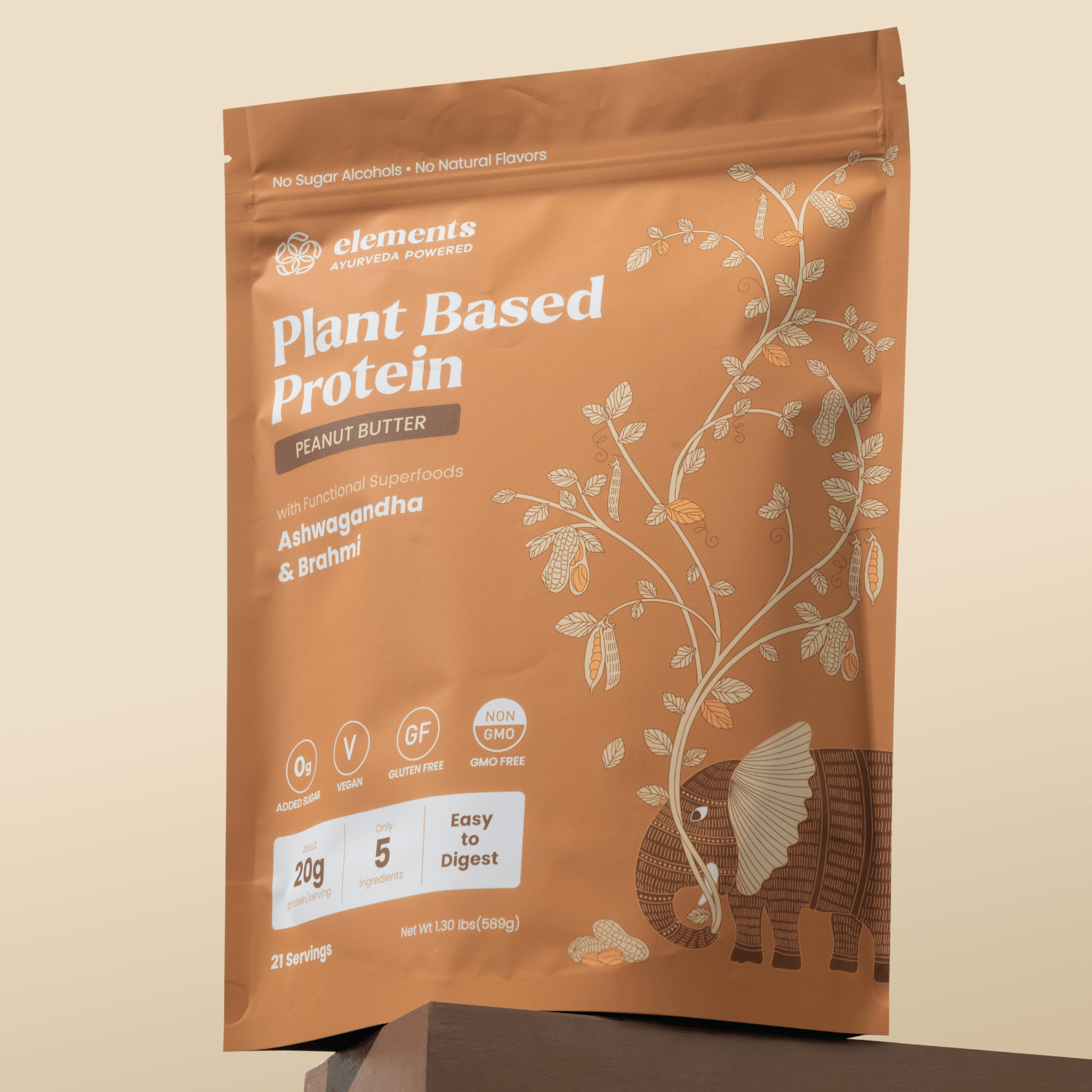 Elements Truffles Plant Based Protein Powder: Peanut Butter (21 Servings)
