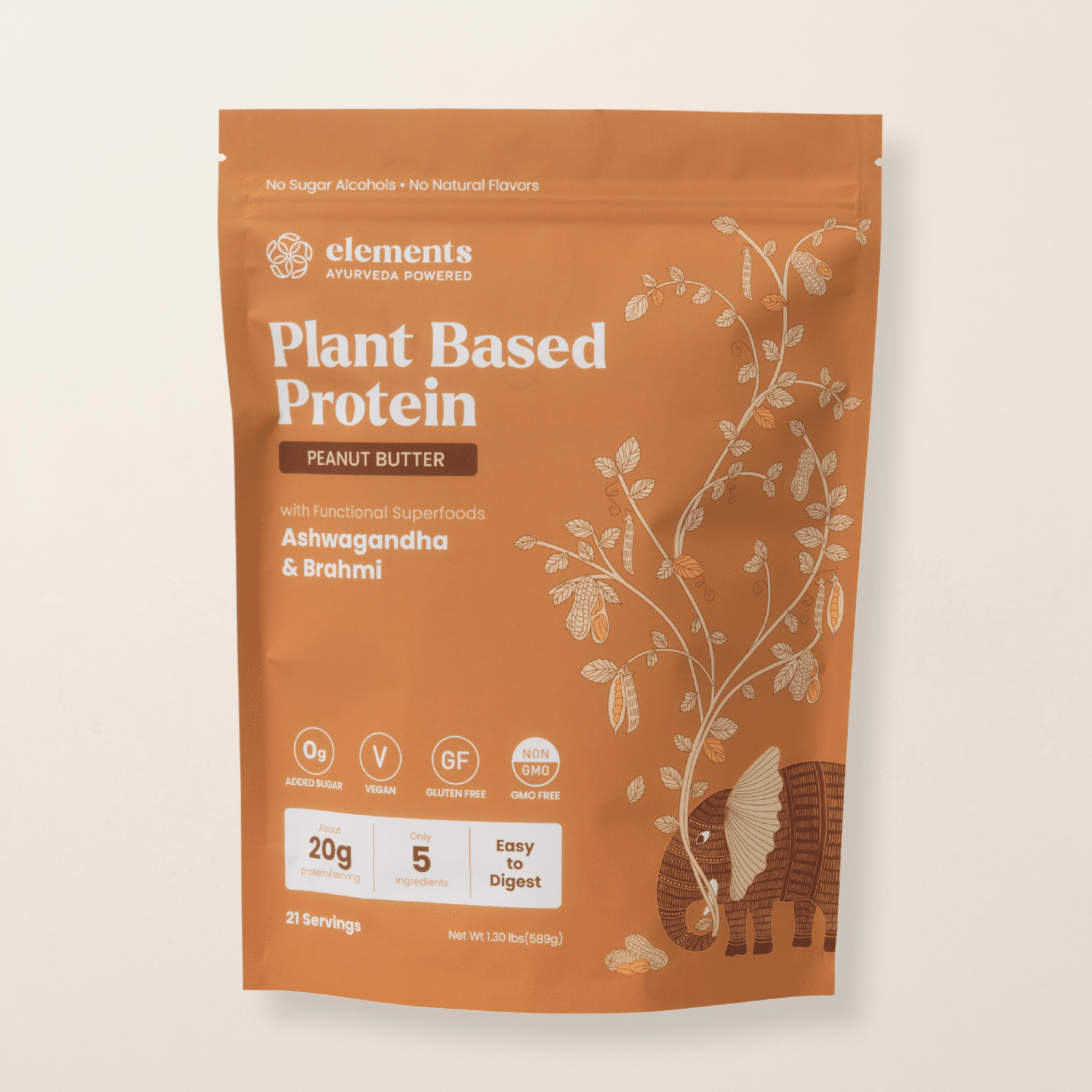 Elements Truffles Plant Based Protein Powder: Peanut Butter (21 Servings)
