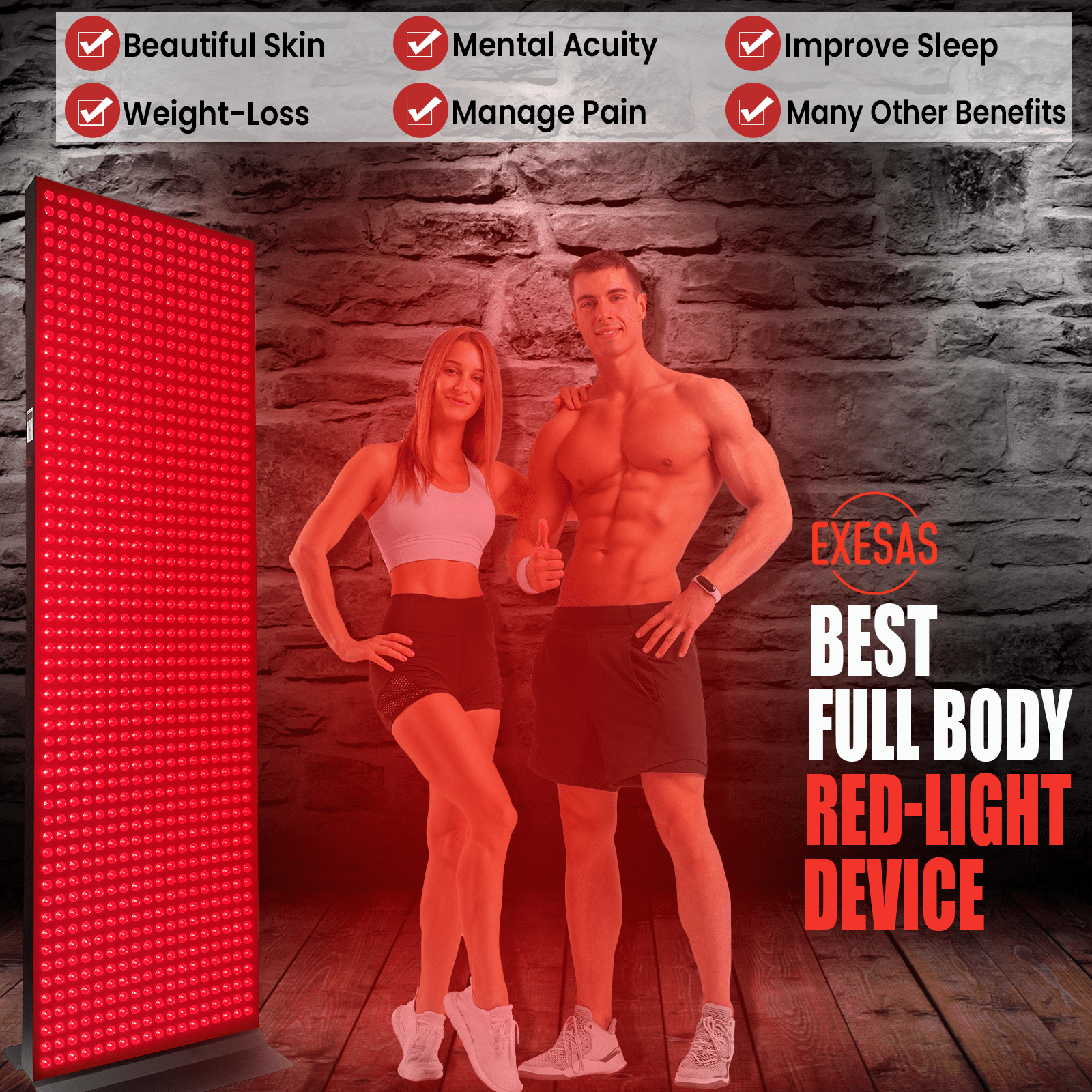 EXESAS EXESAS 1008 LED, 5040W Dual - Chip, Red Light Therapy Device for Full Body, 4 - Wavelengths Infrared LED Panel for Skin, Weight, Pain, Wellness
