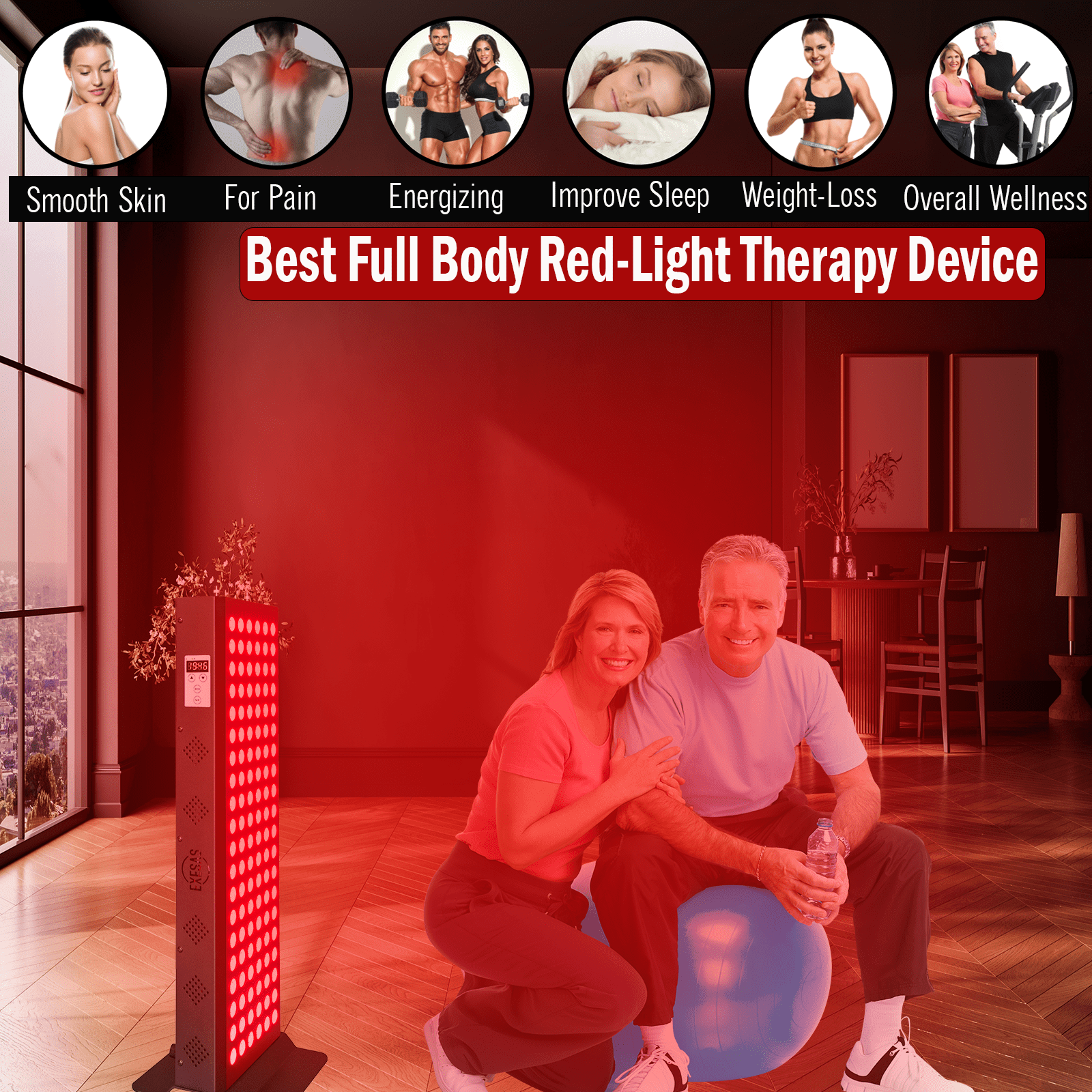 EXESAS EXESAS 120 LED, 600W Dual - Chip, Red Light Therapy Device for Full Body, 4 - Wavelengths Infrared LED Panel for Skin, Weight, Pain, Wellness