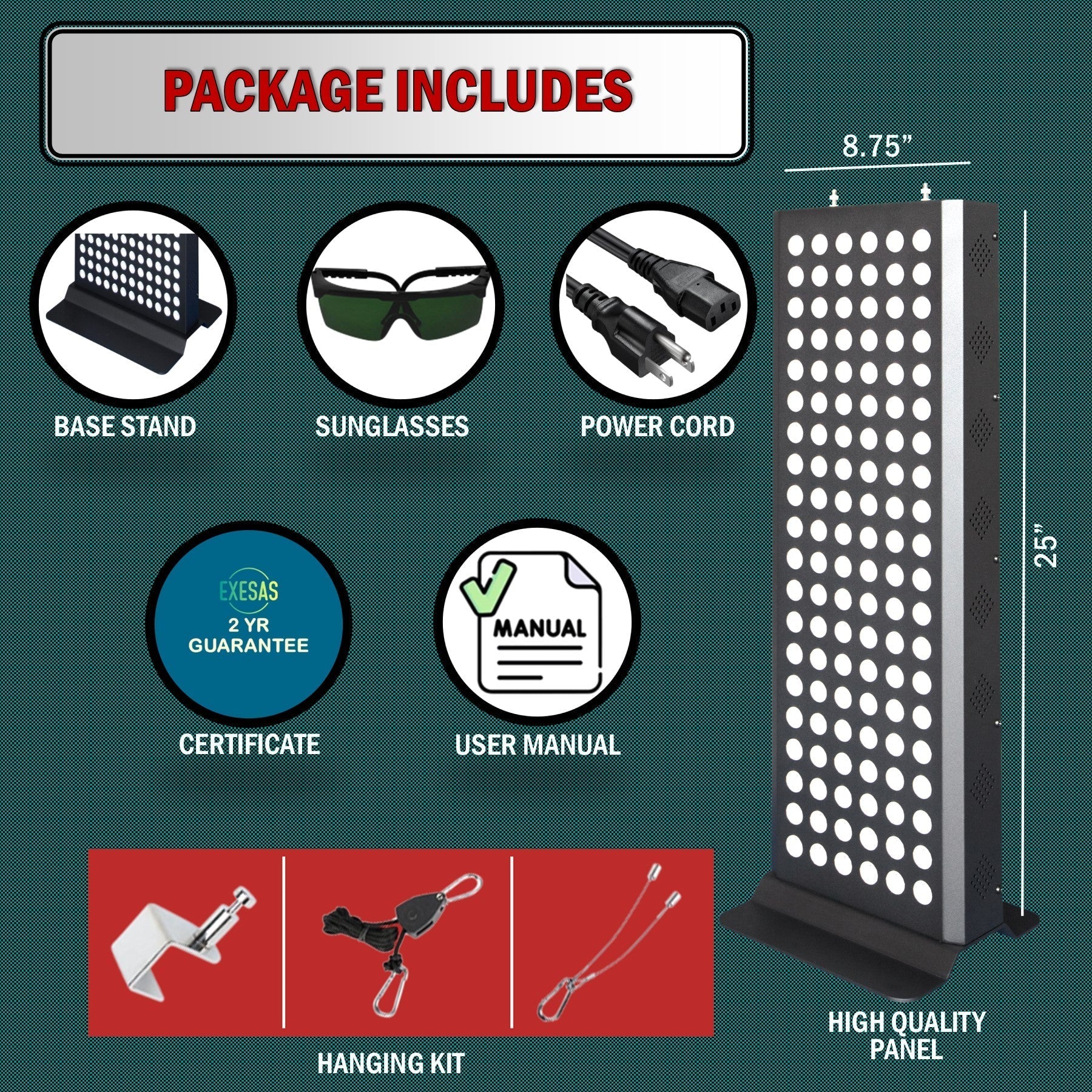 EXESAS EXESAS 120 LED, 600W Dual - Chip, Red Light Therapy Device for Full Body, 4 - Wavelengths Infrared LED Panel for Skin, Weight, Pain, Wellness