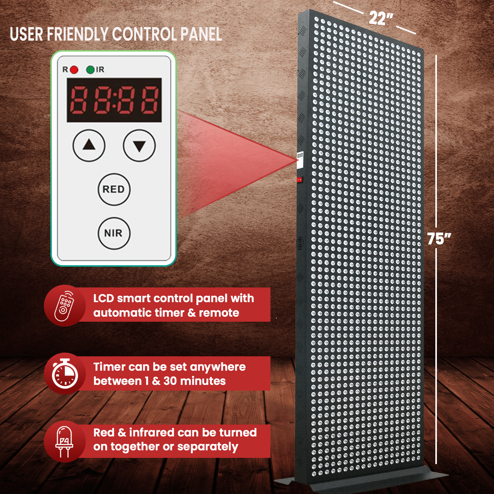 EXESAS EXESAS 1216 LED, 6080W Dual - Chip, Red Light Therapy Device for Full Body, 4 - Wavelengths Infrared LED Panel for Skin, Weight, Pain, Wellness