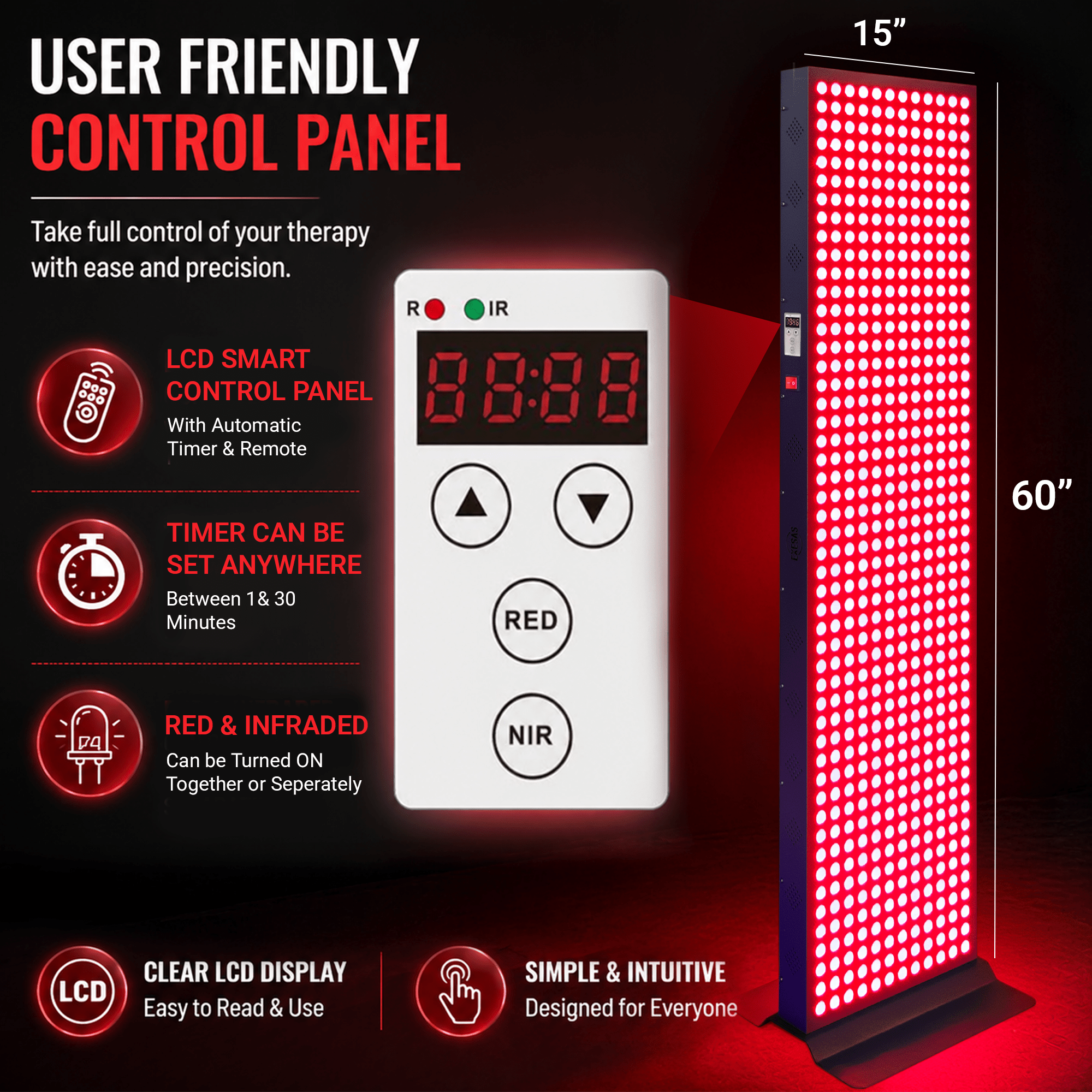 EXESAS EXESAS 600 LED, 3000W Dual - Chip, Red Light Therapy Device for Full Body, 4 - Wavelengths Infrared LED Panel for Skin, Weight, Pain, Wellness