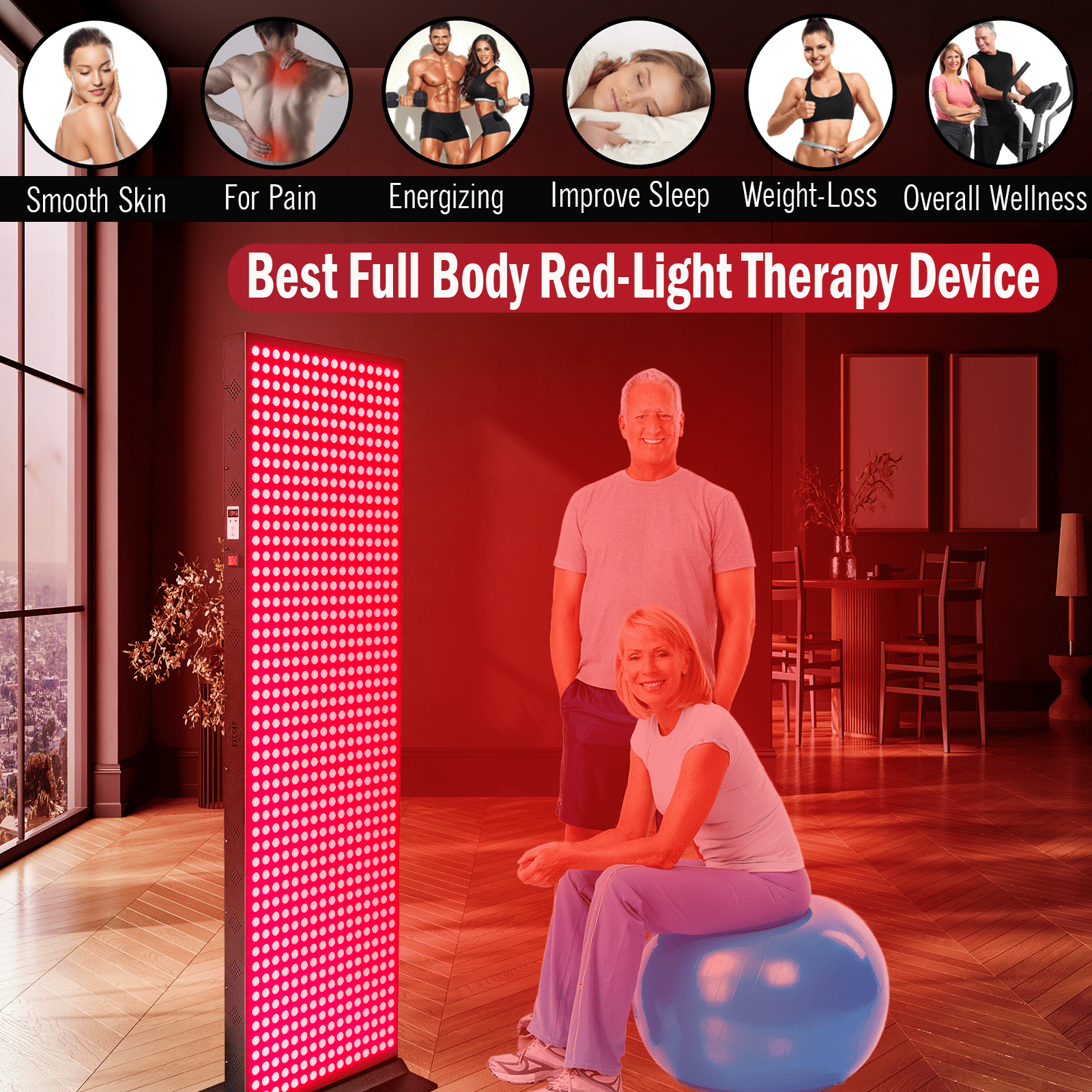 EXESAS EXESAS 800 LED, 4000W Dual - Chip, Red Light Therapy Device for Full Body, 4 - Wavelengths Infrared LED Panel for Skin, Weight, Pain, Wellness