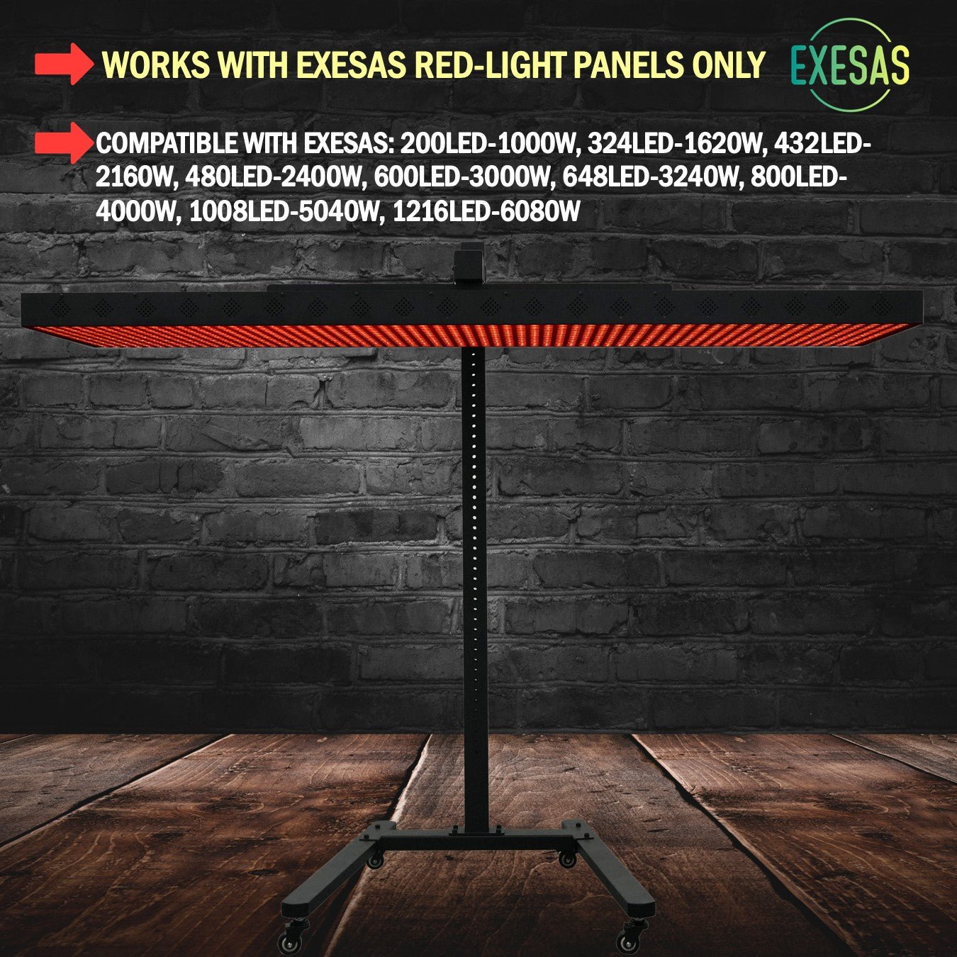 EXESAS Horizontal Rolling Stand for EXESAS Red Light Therapy Panels, Compatible only with EXESAS Panels. (Stand Only, Panel Sold Separately)