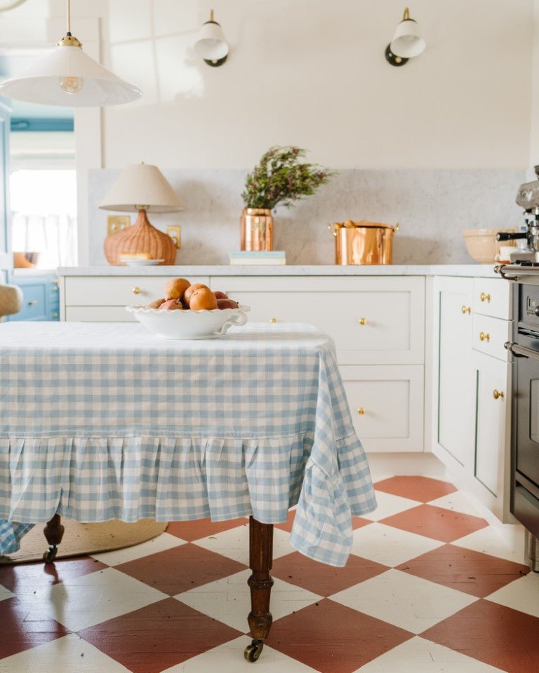 Galley & Fen Blue Ruffled Gingham Tablecloth