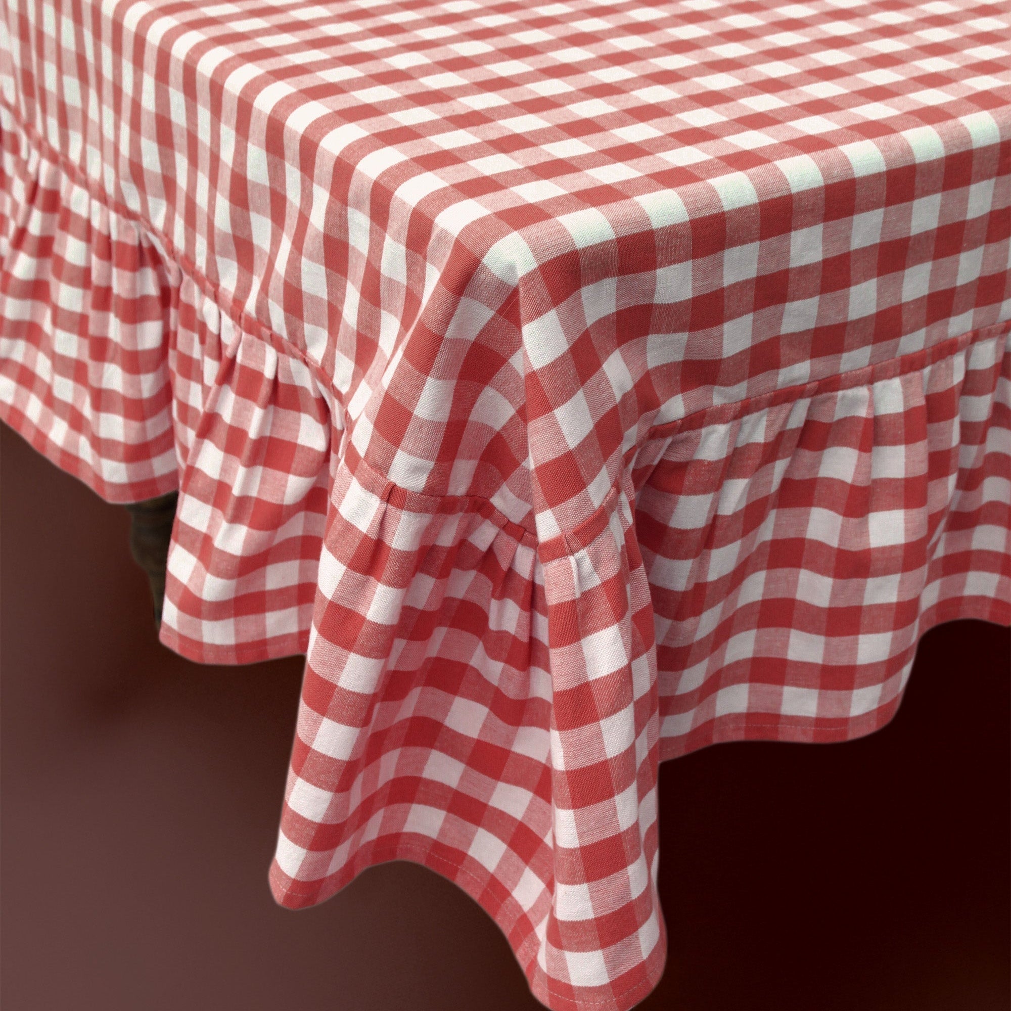 Galley & Fen Ember Ruffled Gingham Tablecloth