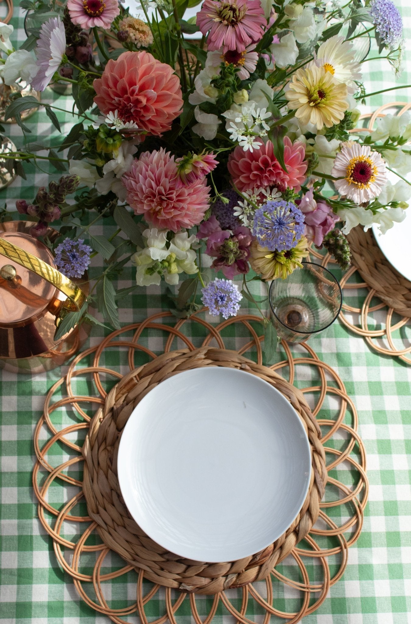 Galley & Fen Moss Ruffled Gingham Tablecloth
