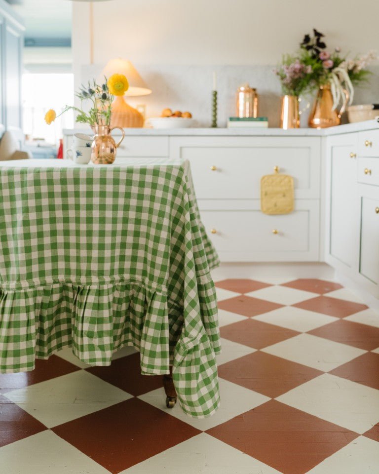 Galley & Fen Moss Ruffled Gingham Tablecloth