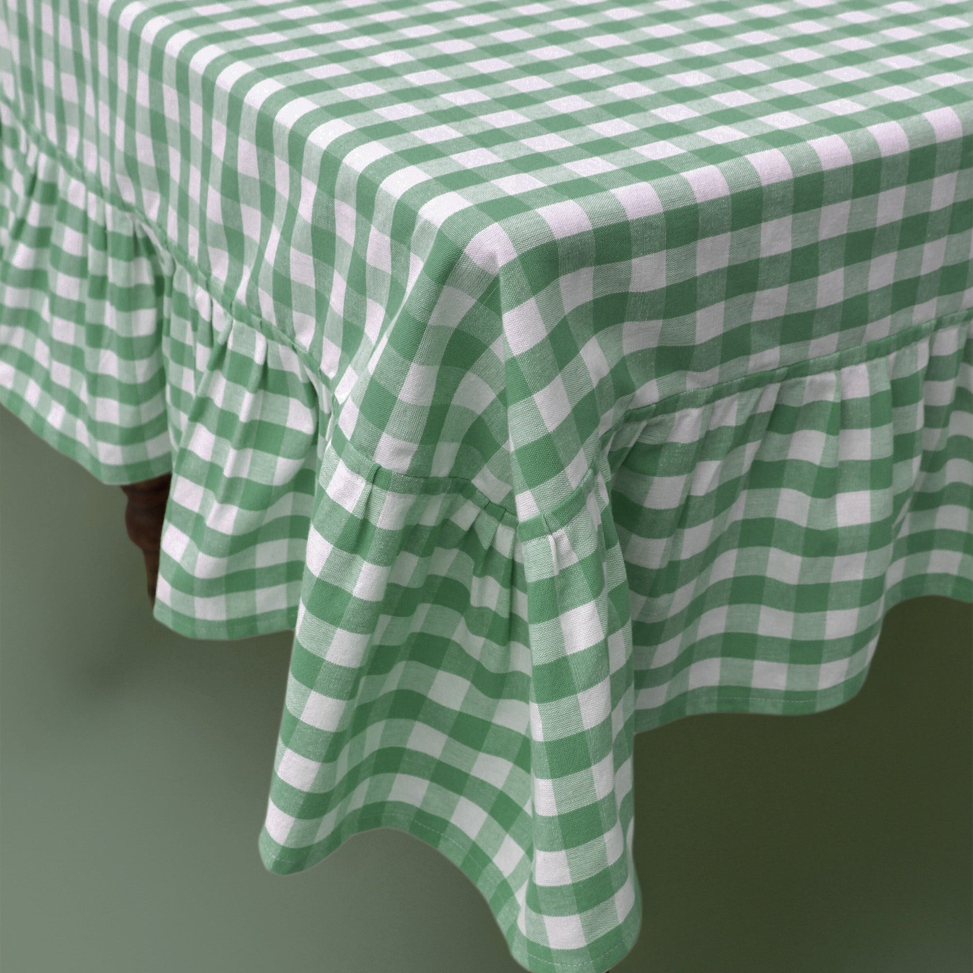 Galley & Fen Moss Ruffled Gingham Tablecloth
