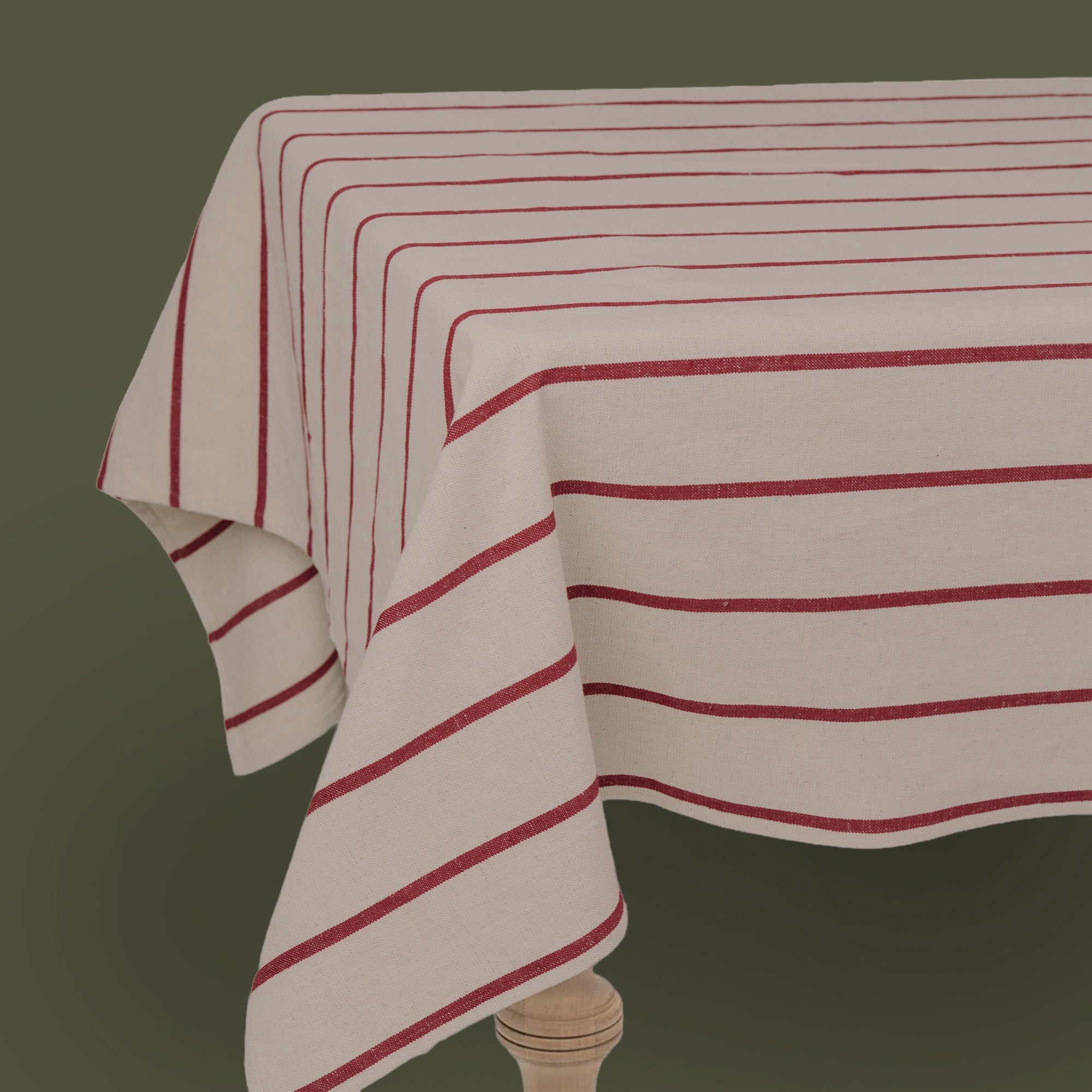 Galley & Fen Red Stripe Linen Tablecloth