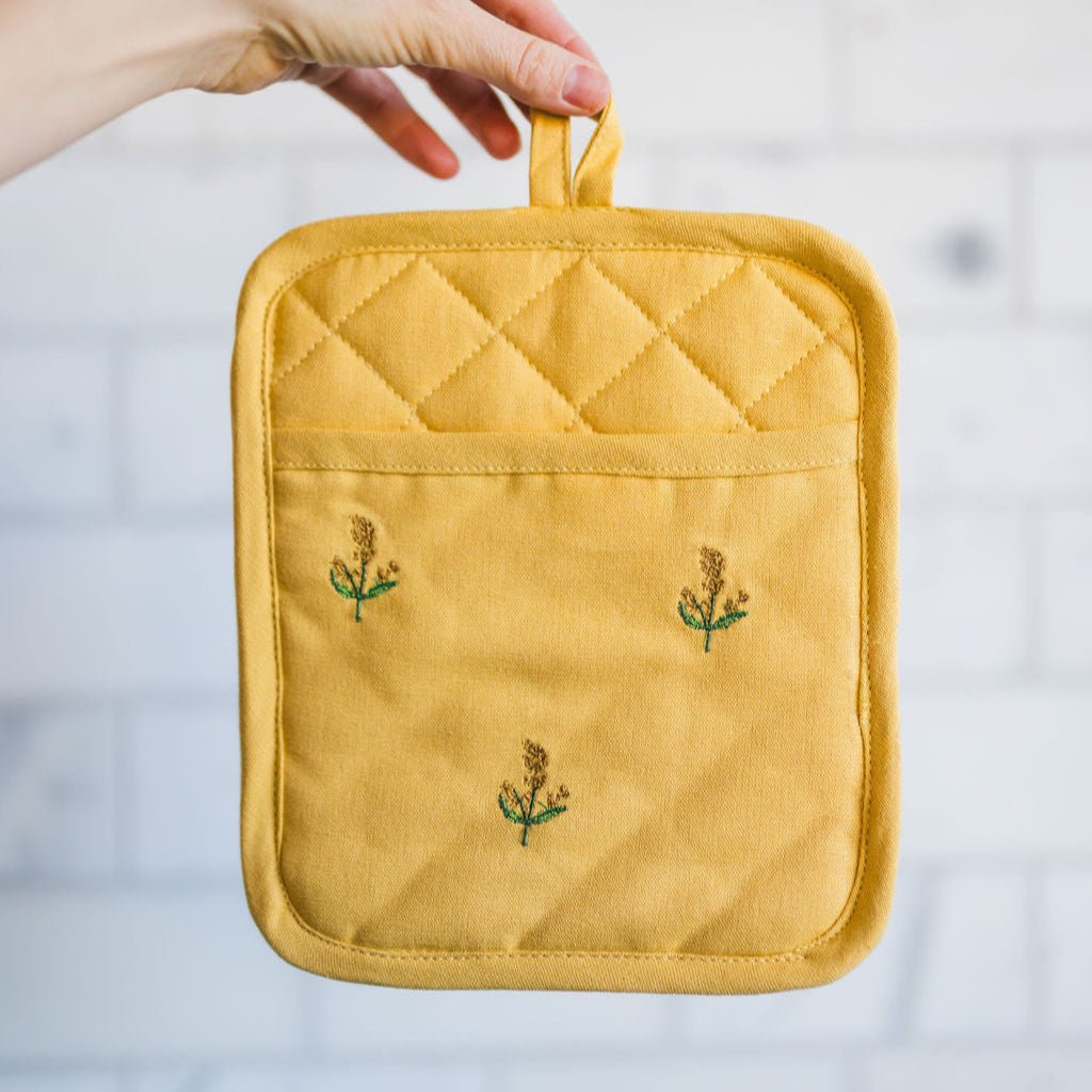 Galley & Fen Yellow Embroidered Pot Holder