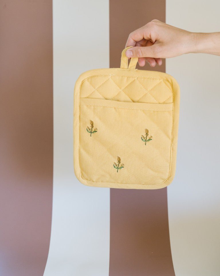 Galley & Fen Yellow Embroidered Pot Holder