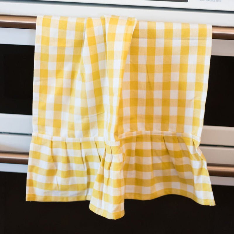Galley & Fen Yellow Gingham Ruffled Dish Towel