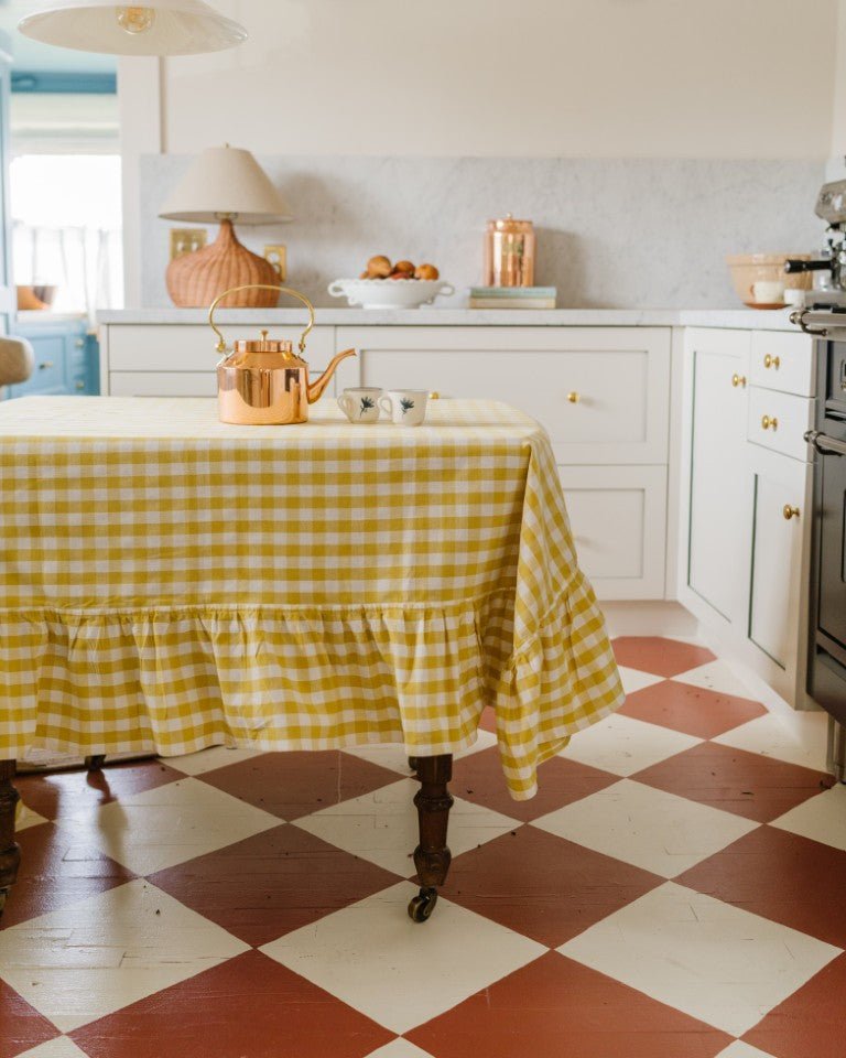 Galley & Fen Yellow Ruffled Gingham Tablecloth