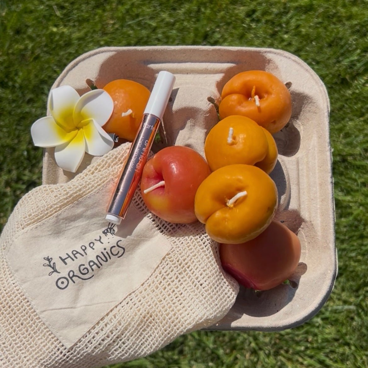 Happy Organics APRICOT BEESWAX CANDLE PAIR