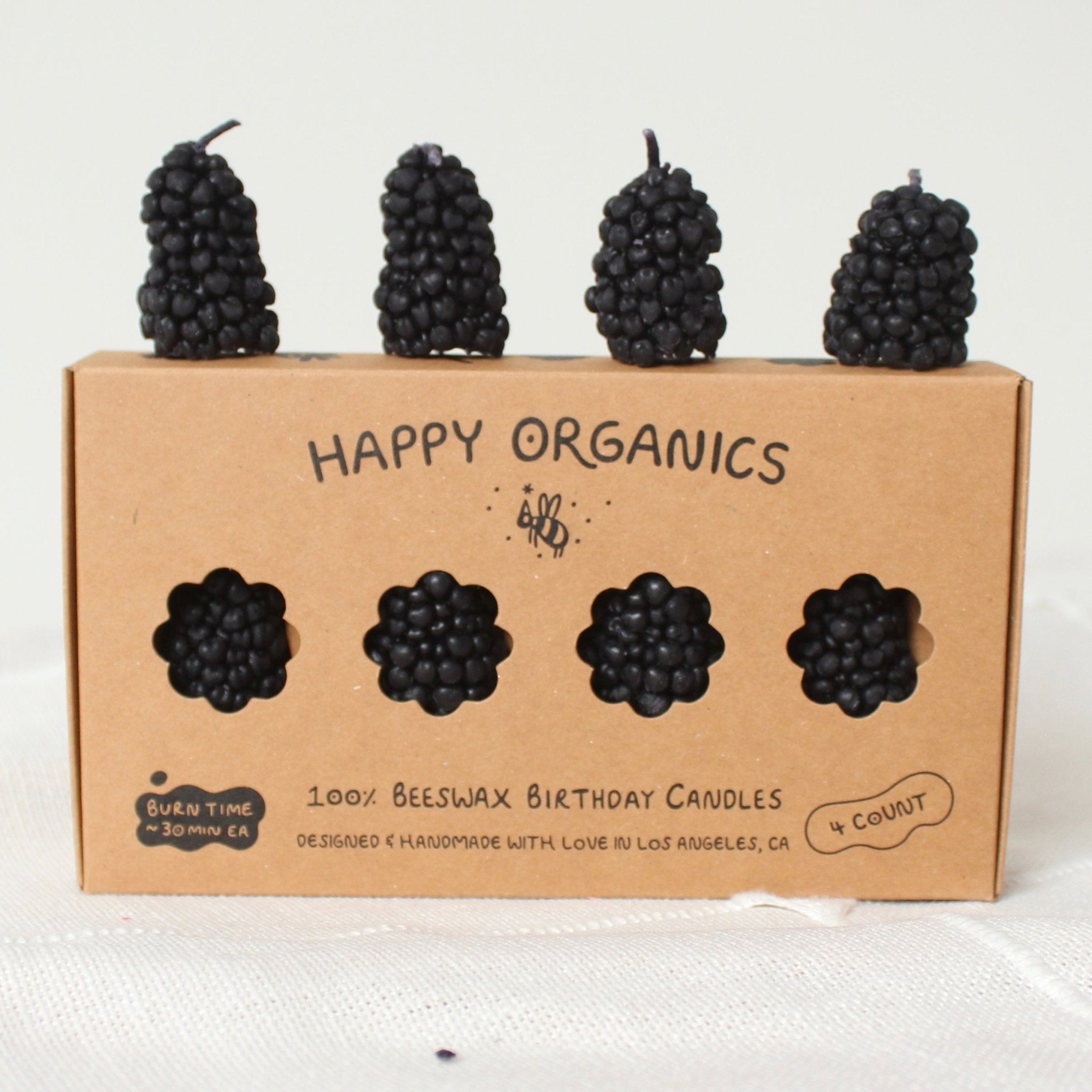 Happy Organics Beeswax Blackberry Birthday Candles