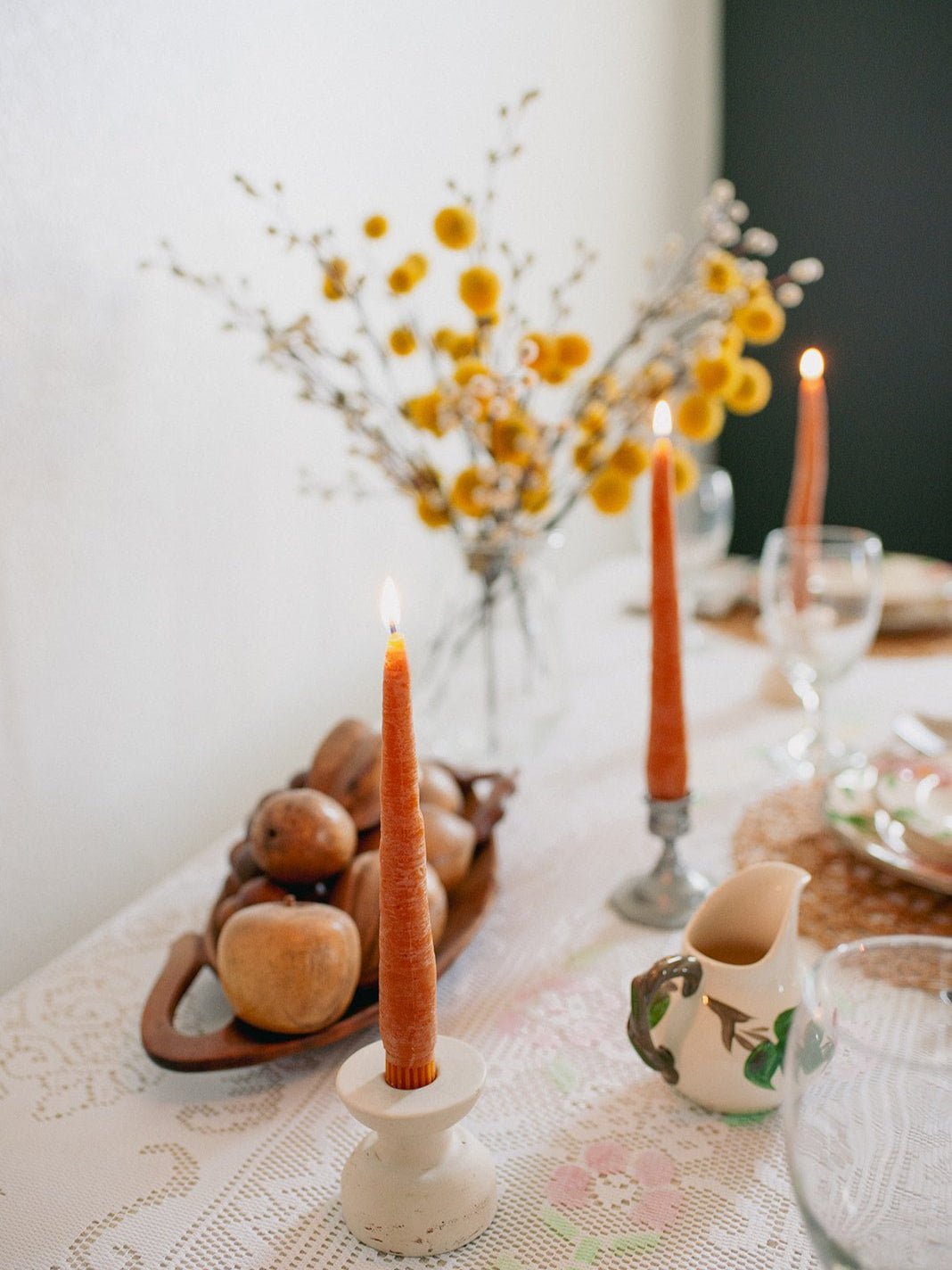 Happy Organics Beeswax Carrot Taper Candles - Set of 2