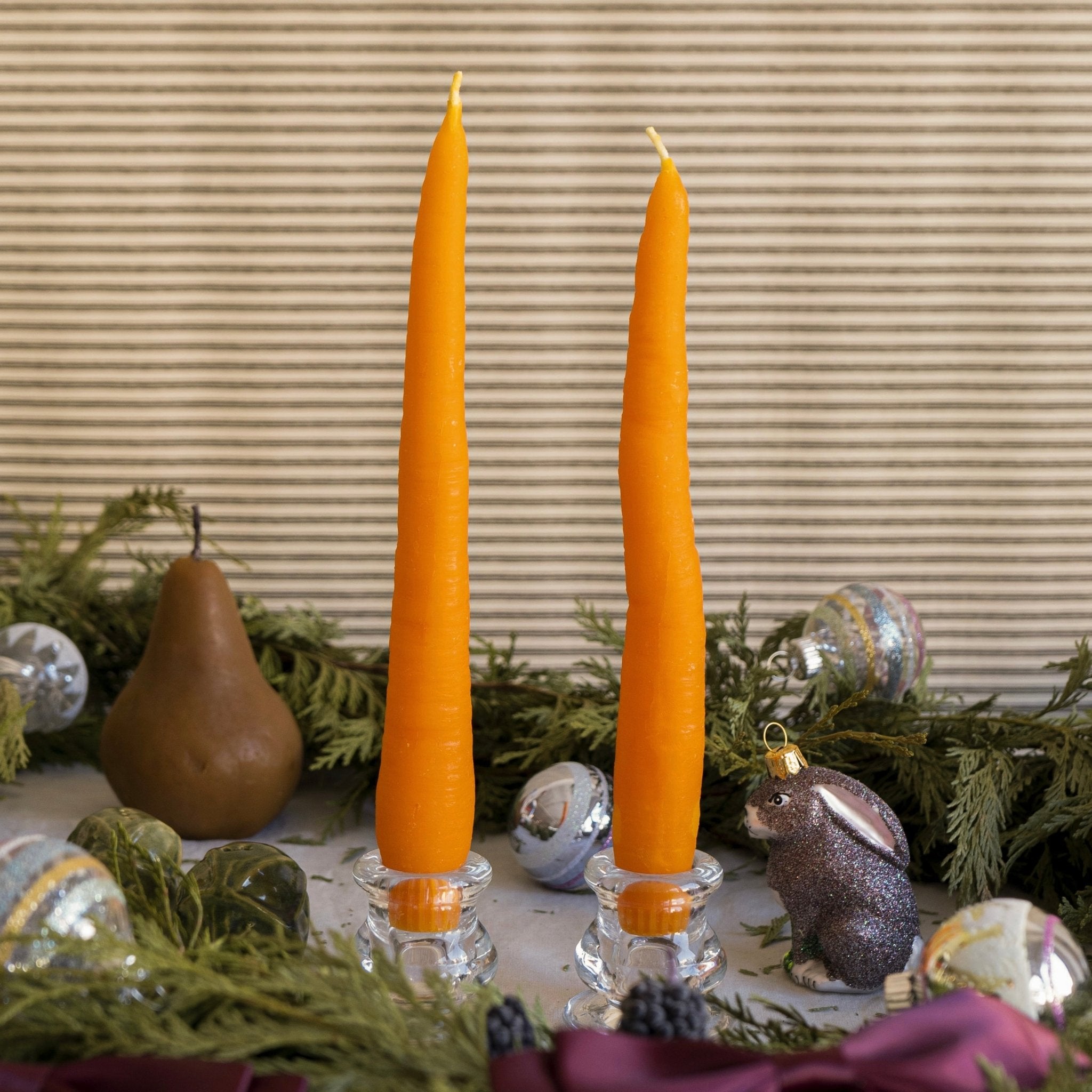 Happy Organics Beeswax Carrot Taper Candles - Set of 2