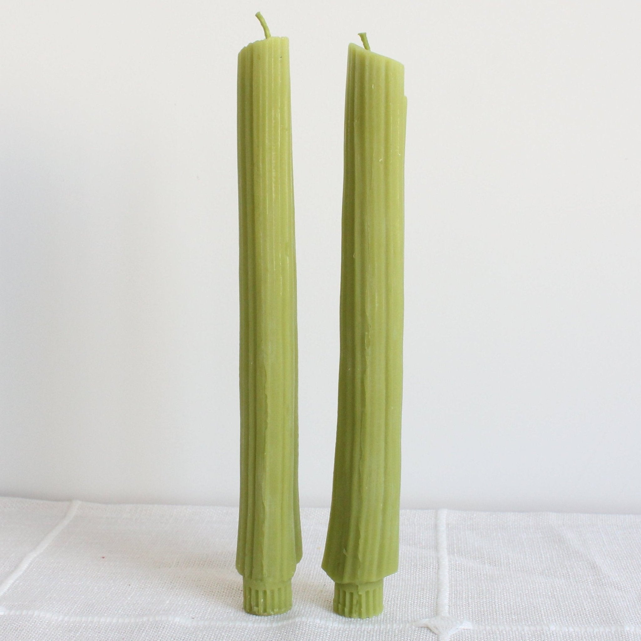 Happy Organics BEESWAX CELERY TAPER CANDLES - SET OF 2