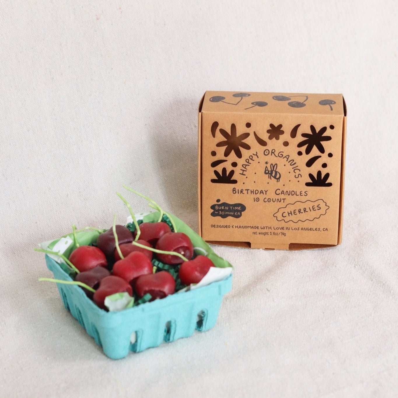 Happy Organics Beeswax Dark Red Cherry Candles 10ct
