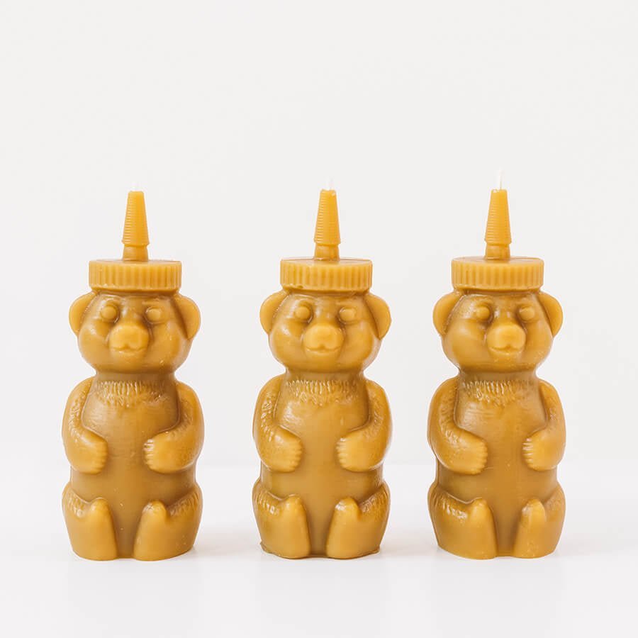Happy Organics BEESWAX HONEY BEAR CANDLE