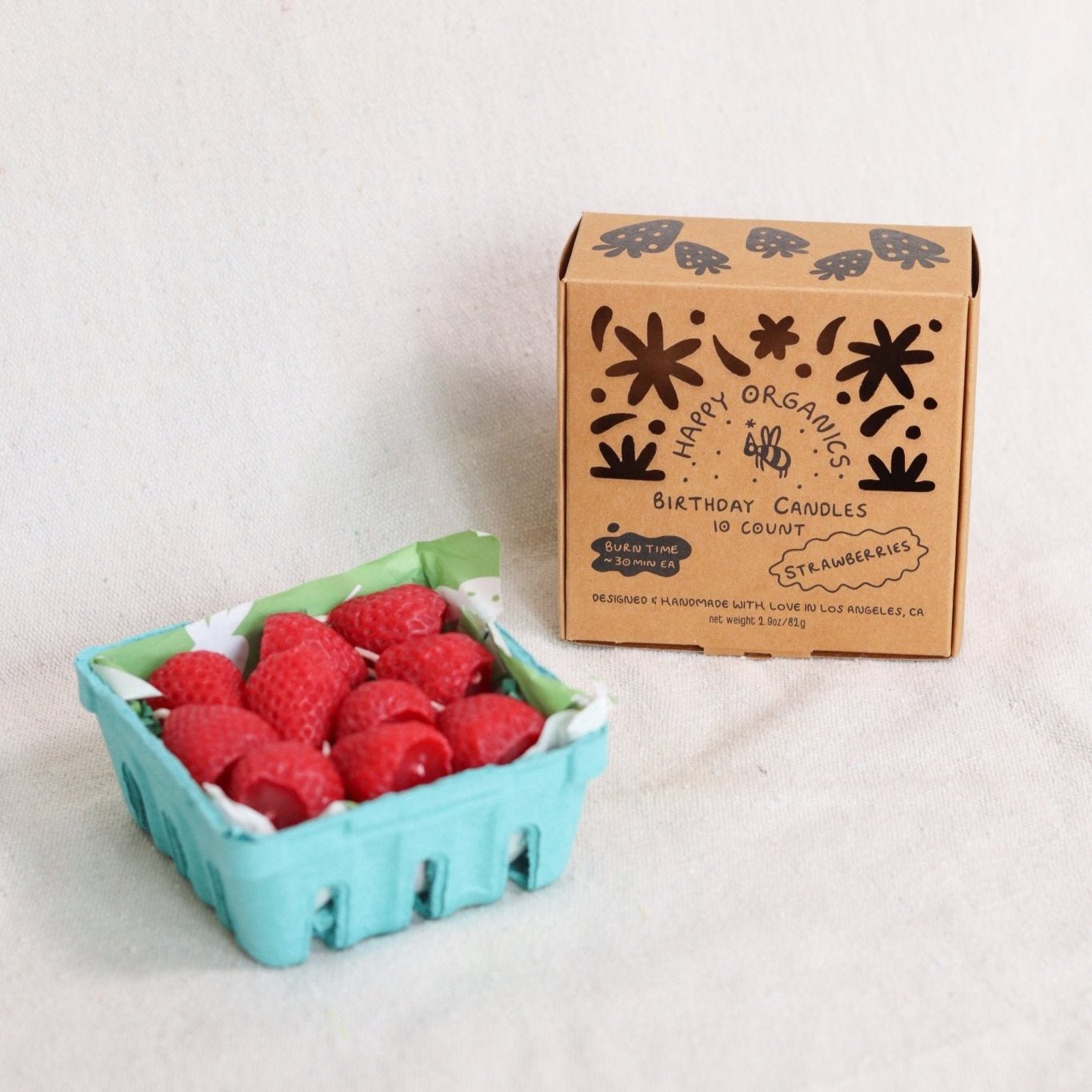 Happy Organics Beeswax Strawberry Birthday Candles