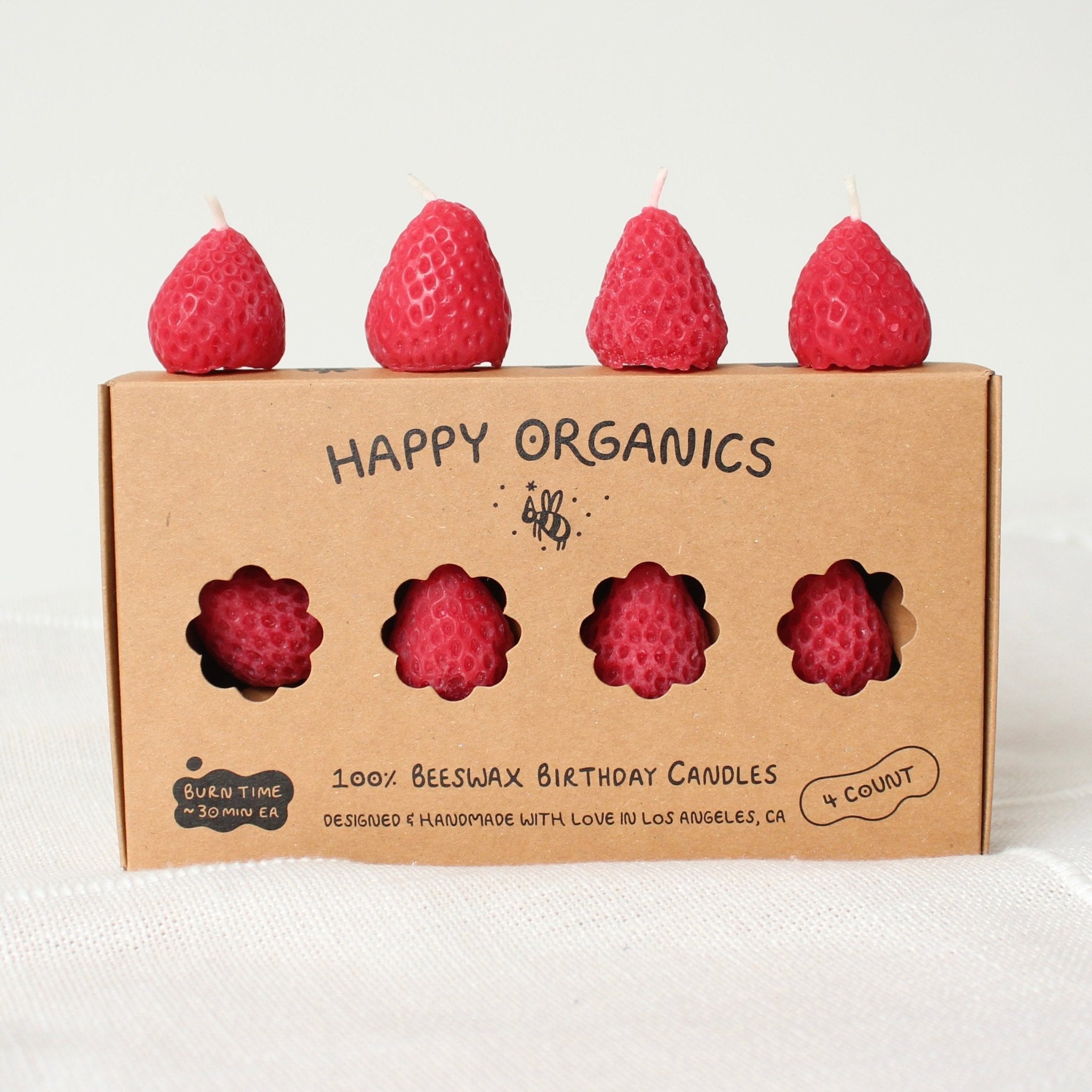 Happy Organics Beeswax Strawberry Birthday Candles