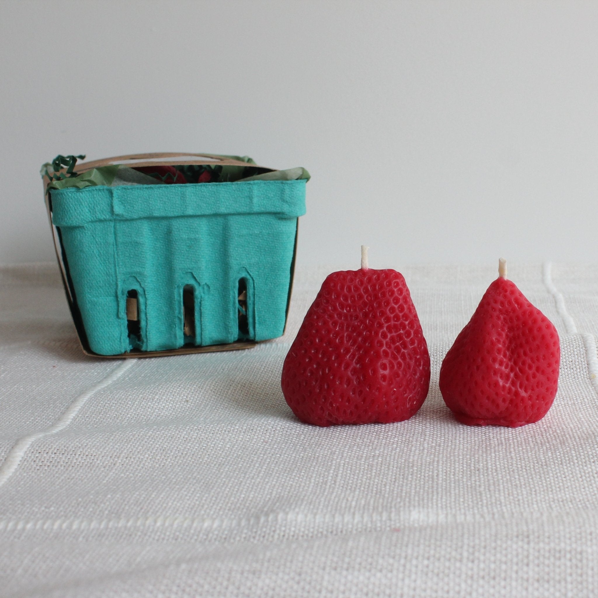 Happy Organics Big Strawberry Beeswax Candle Pair