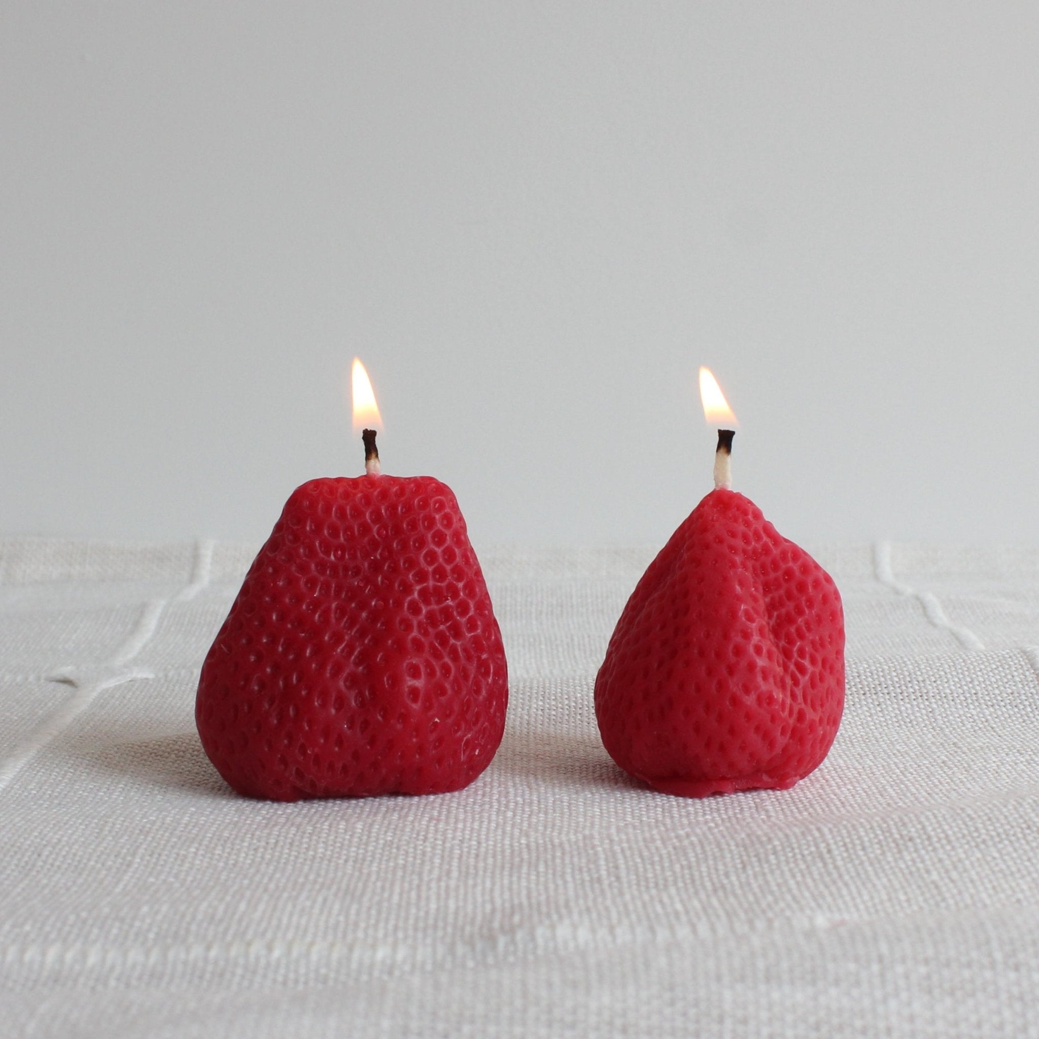 Happy Organics Big Strawberry Beeswax Candle Pair