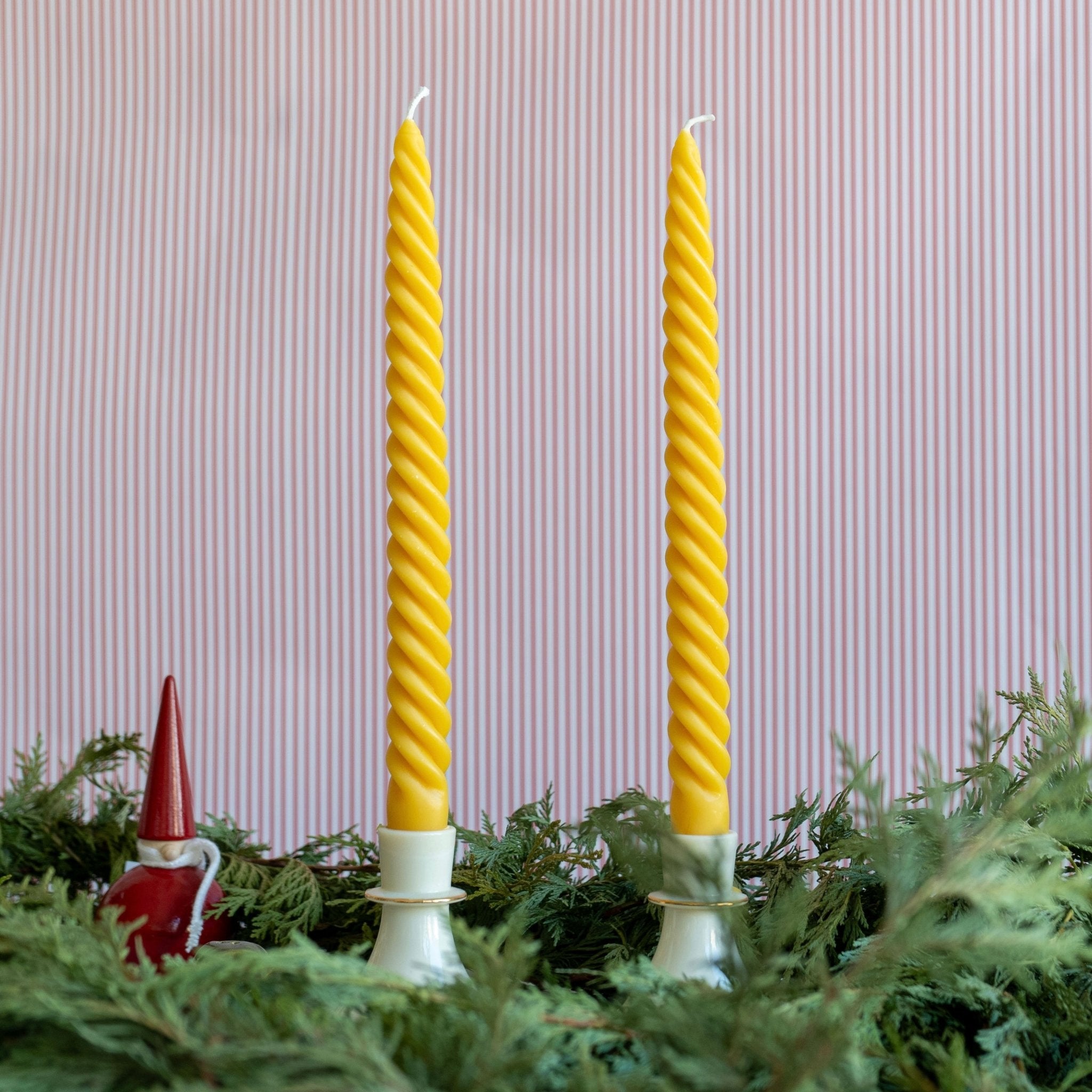 Happy Organics Natural Yellow Dinner Tapers - Set of 2