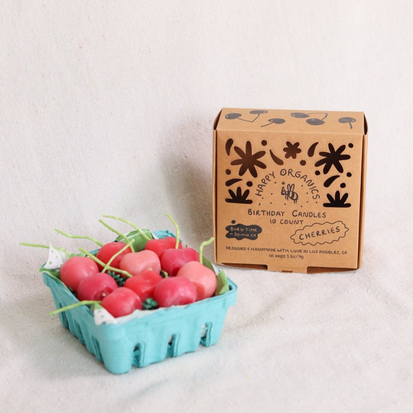 Happy Organics Pink Cherry Birthday Beeswax Candles