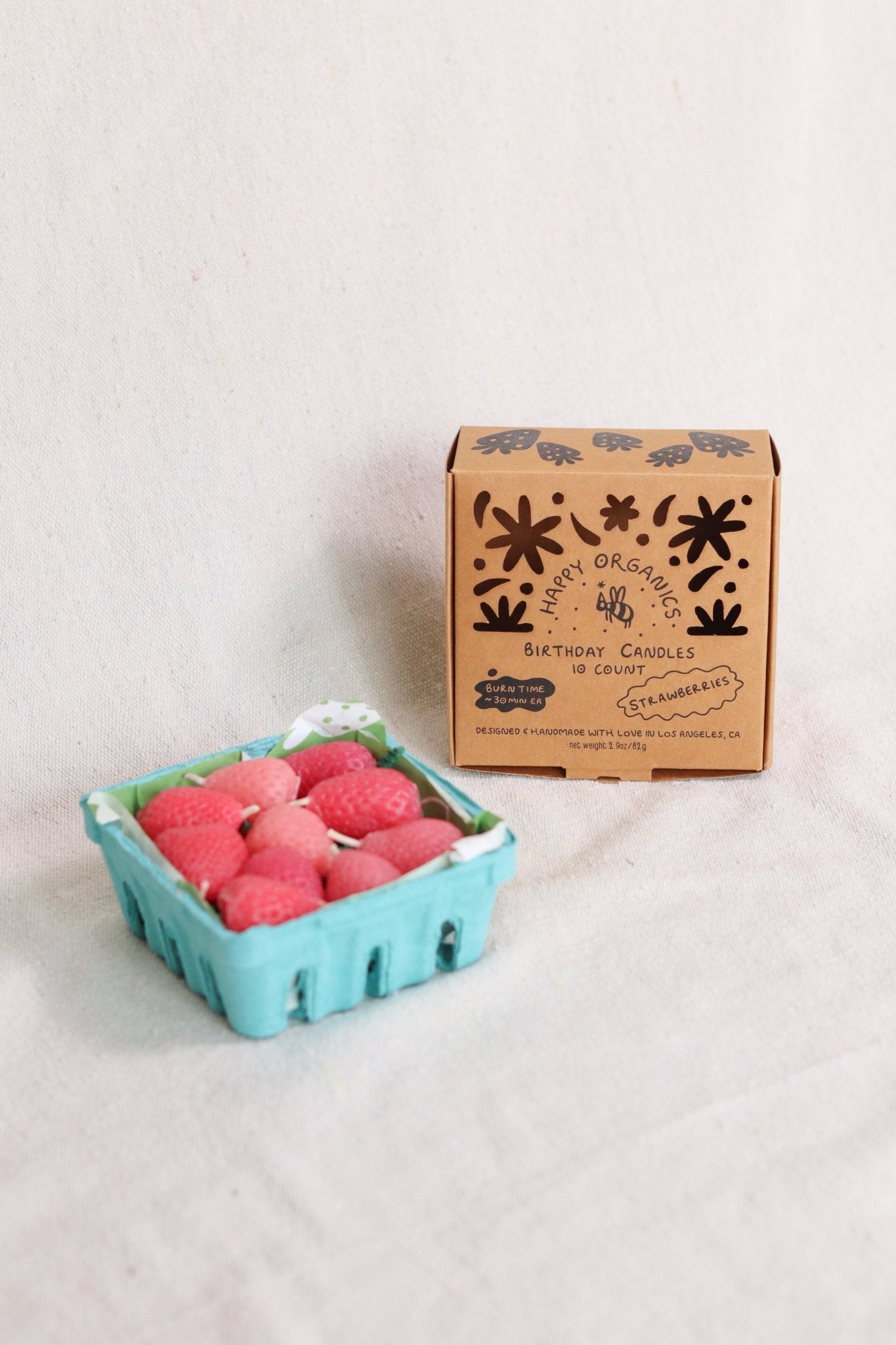 Happy Organics Pink Strawberry Birthday Beeswax Candles