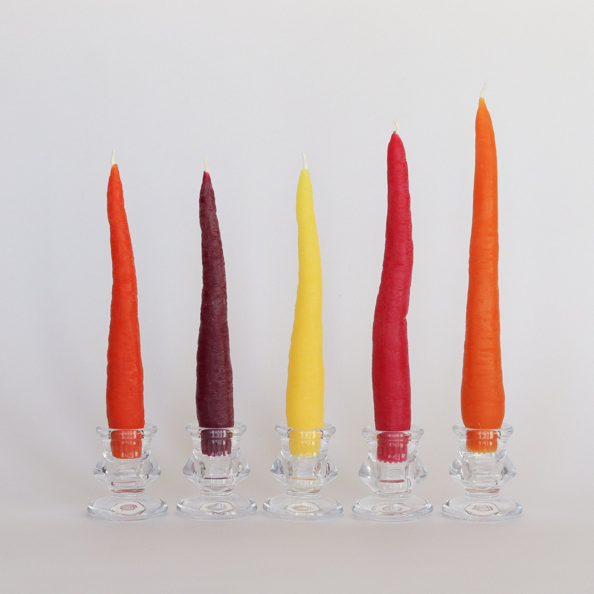Happy Organics RAINBOW CARROT TAPER BEESWAX CANDLE - SET OF 5