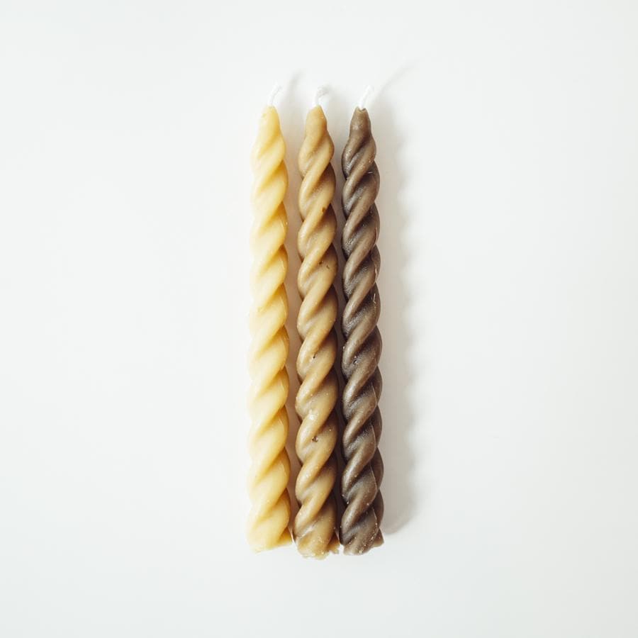 Happy Organics Spiral Taper Beeswax Candles