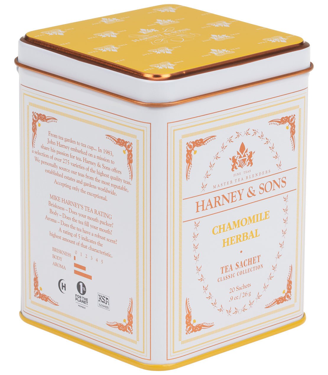 Harney & Sons Fine Teas Chamomile Herbal, Classic Tin of 20 Sachets