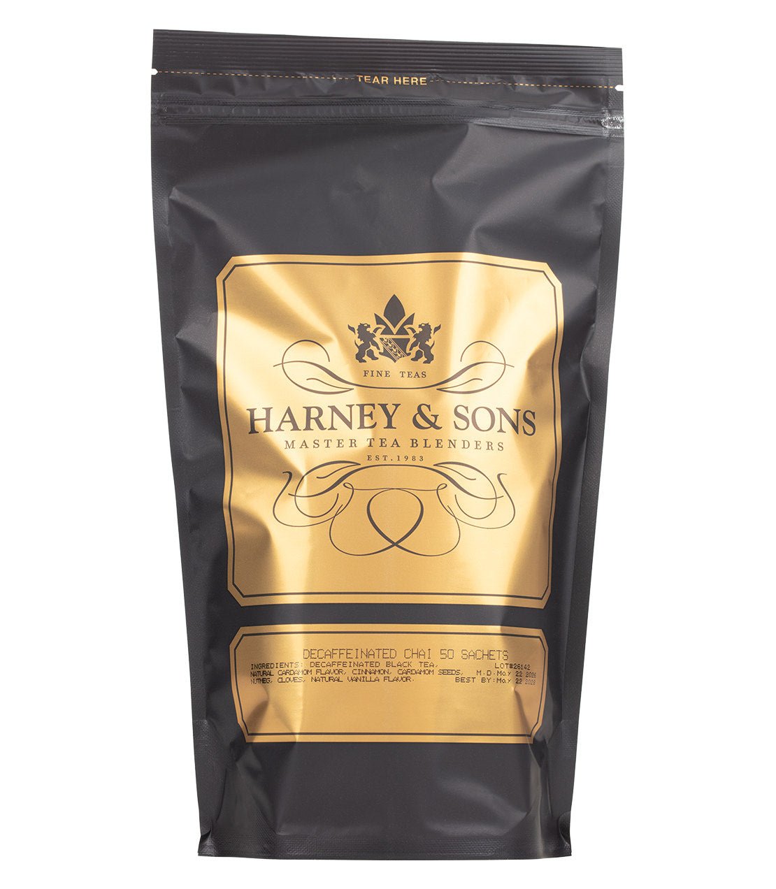 Harney & Sons Fine Teas Decaffeinated Chai, Bag of 50 Sachets