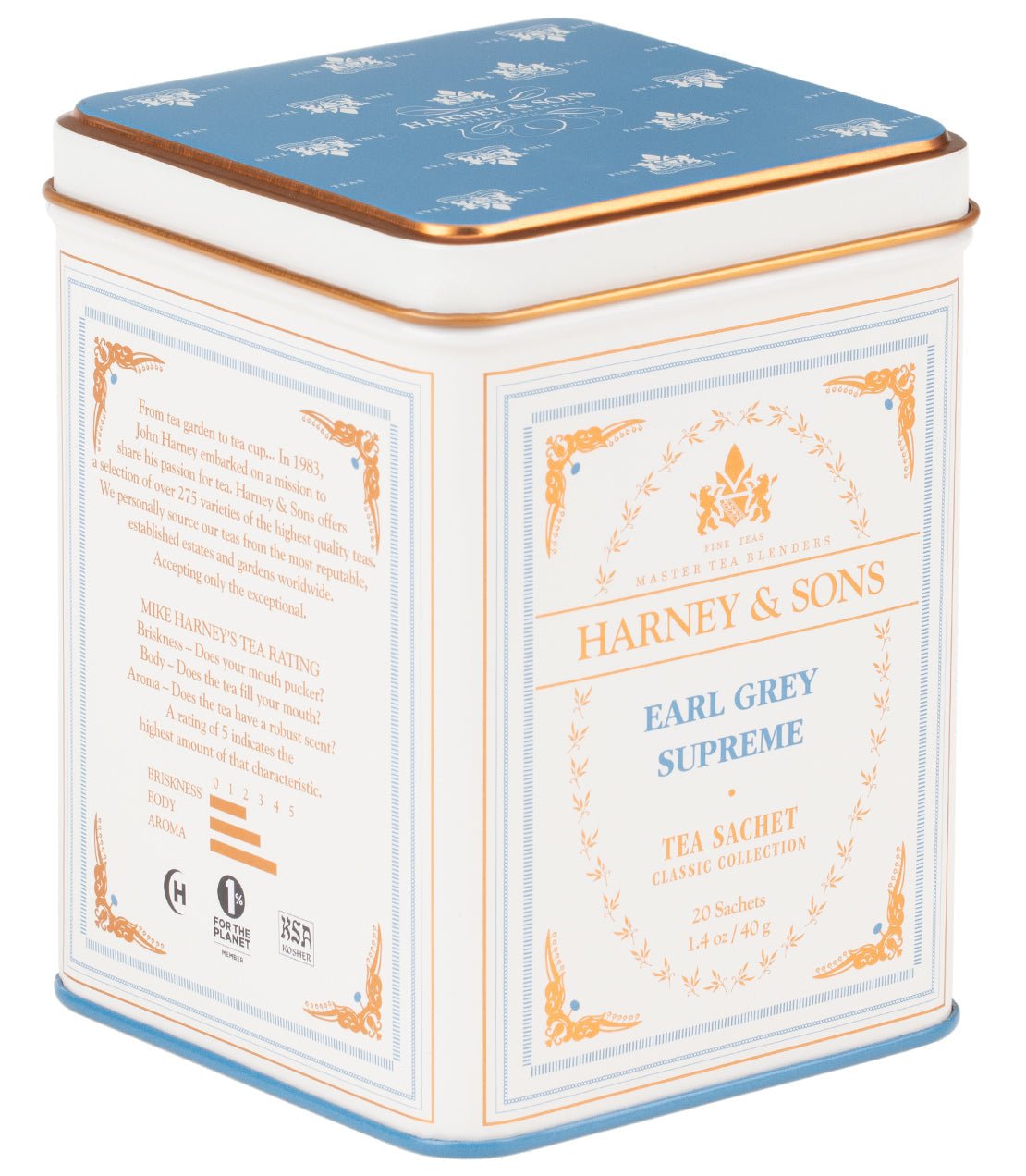 Harney & Sons Fine Teas Earl Grey Supreme, Classic Tin of 20 Sachets