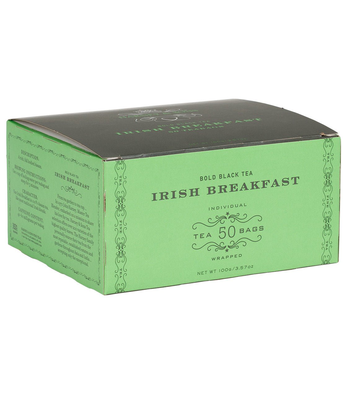 Harney & Sons Fine Teas Irish Breakfast, Box of 50 Wrapped Teabags