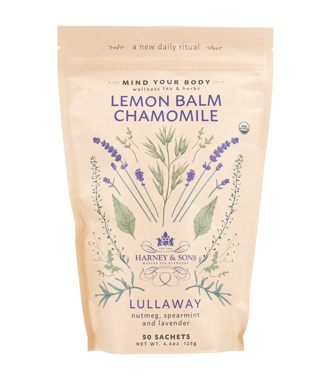 Harney & Sons Fine Teas Organic Lemon Balm Chamomile, Bag of 50 Sachets