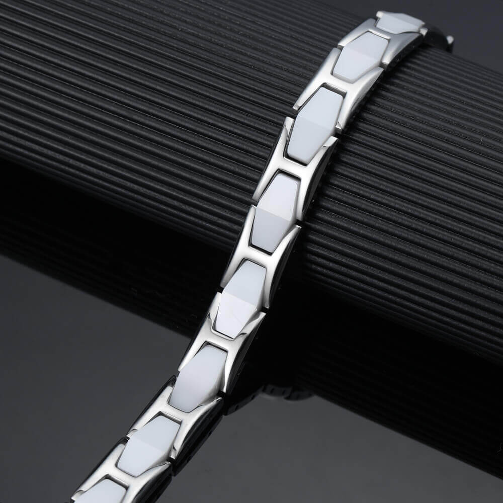 HealthyLine Ceramic and Stainless Steel Magnetic Bracelet. 2 Colors available. Model CEB044