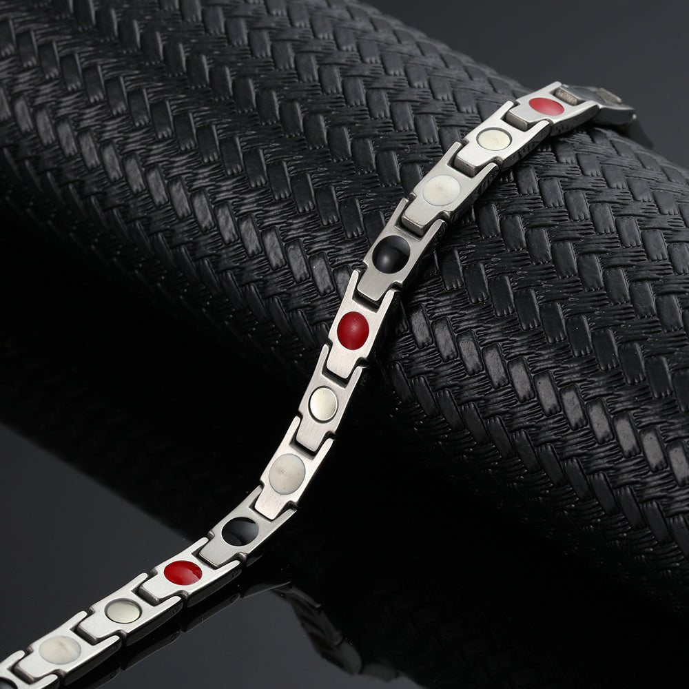 HealthyLine Stainless Steel Energy Bracelet 4 - in - 1. 2 Colors available. Model B001W