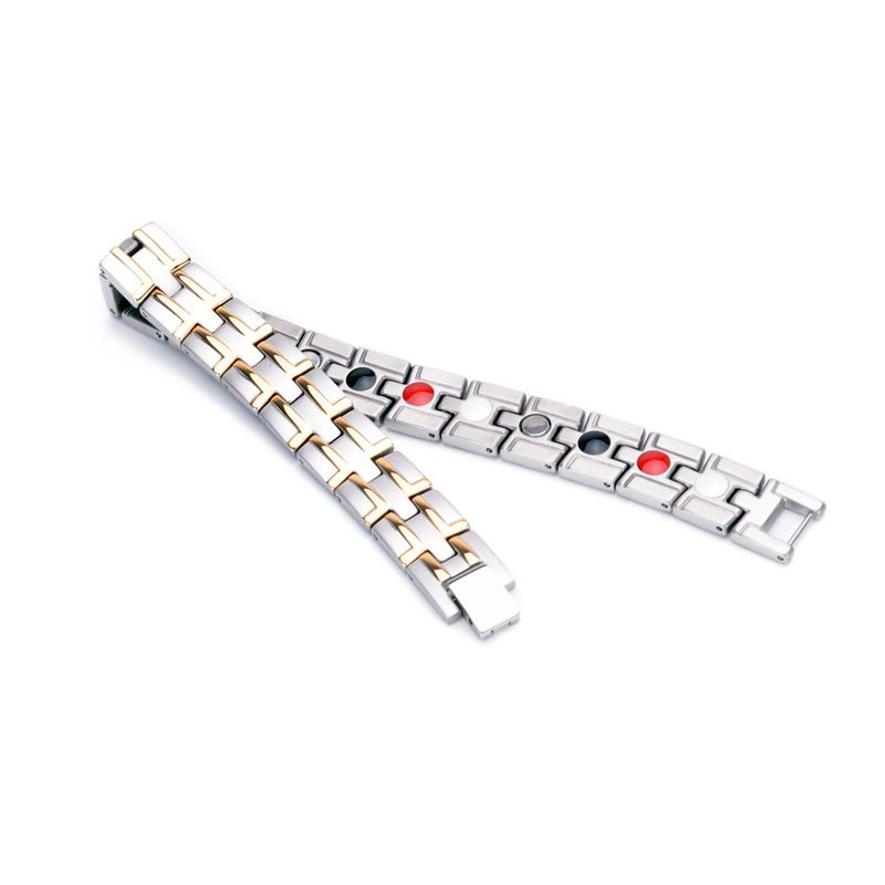 HealthyLine Stainless Steel Energy Bracelet 4 - in - 1. 2 Colors available. Model B041