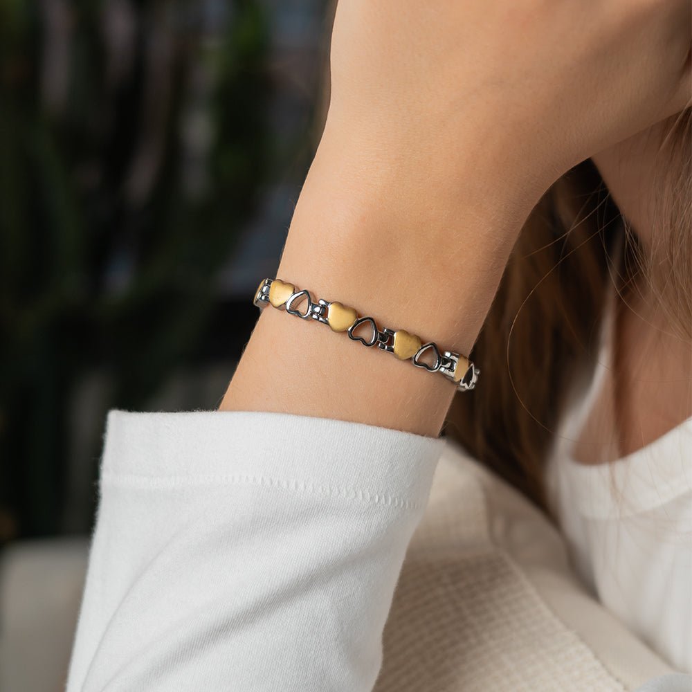 HealthyLine Stainless Steel Energy Bracelet 4 - in - 1. 9 Colors available. Model B041 - Hearts