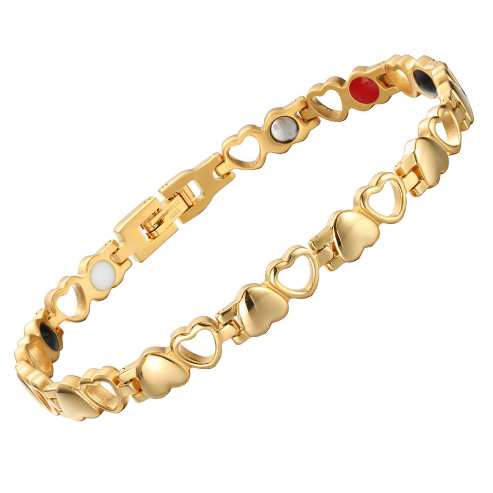 HealthyLine Stainless Steel Energy Bracelet 4 - in - 1. 9 Colors available. Model B041 - Hearts
