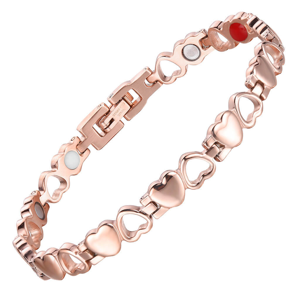 HealthyLine Stainless Steel Energy Bracelet 4 - in - 1. 9 Colors available. Model B041 - Hearts