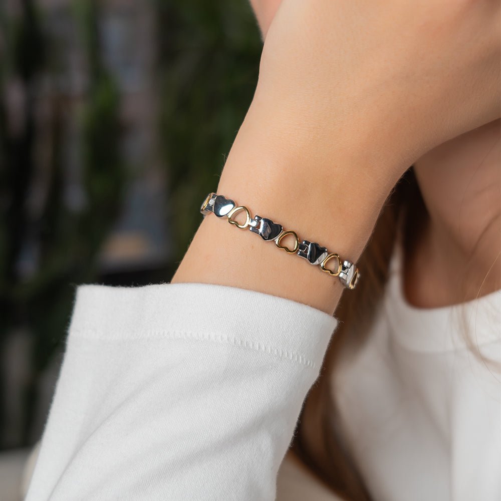 HealthyLine Stainless Steel Energy Bracelet 4 - in - 1. 9 Colors available. Model B041 - Hearts