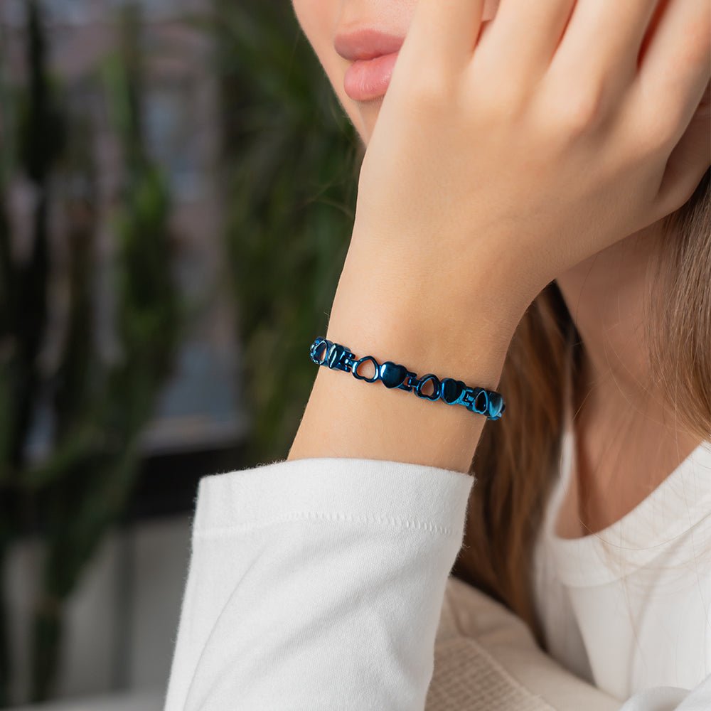 HealthyLine Stainless Steel Energy Bracelet 4 - in - 1. Blue Color. Model BR - S - 149