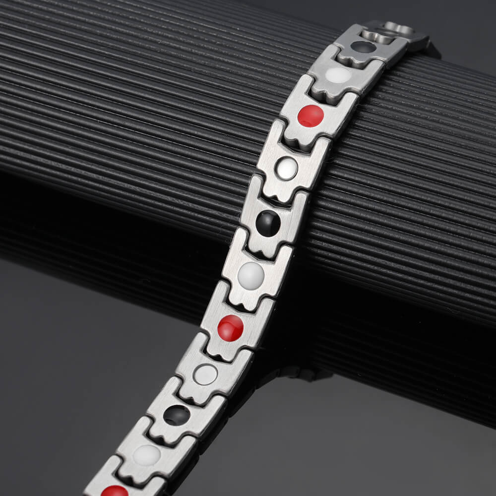 HealthyLine Stainless Steel Energy Bracelet 4 - in - 1. Silver Color. Model B037S