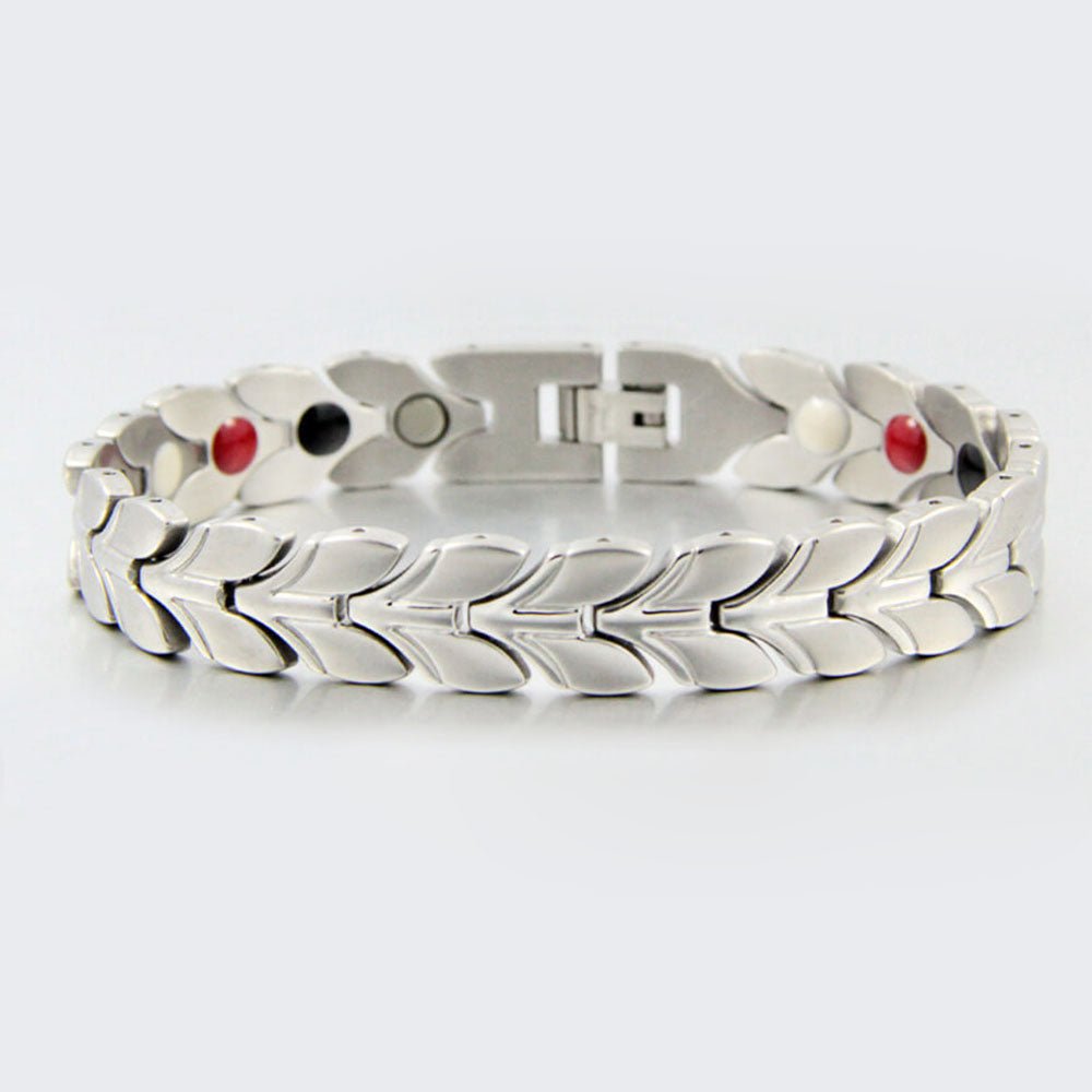 HealthyLine Stainless Steel Energy Bracelet 4 - in - 1. Silver Color. Model B039S